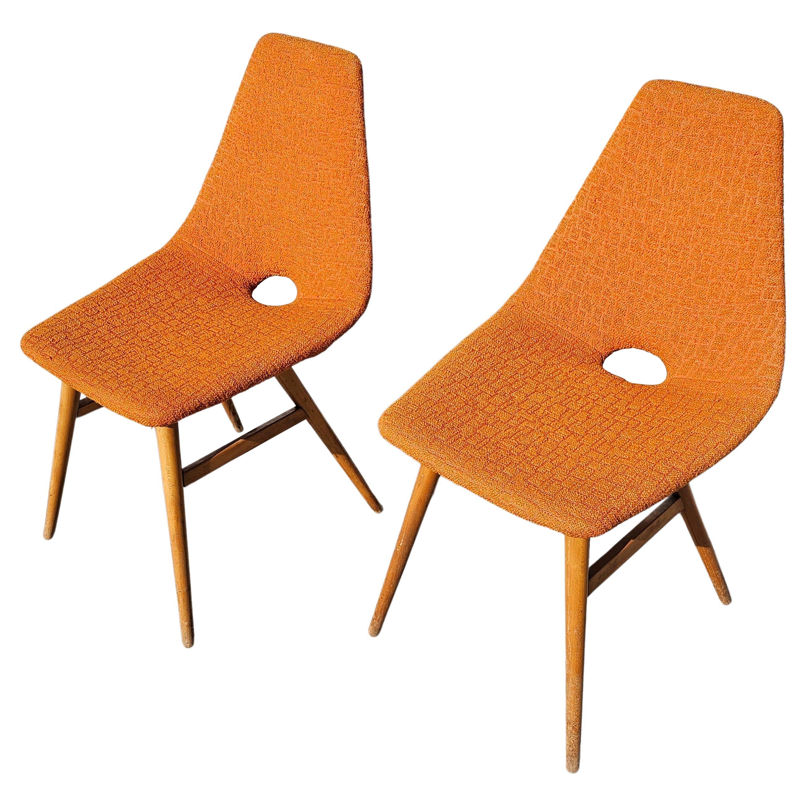 Pair of Mid-Century Modern Side Chairs by Judit Burian and Erika Szek, 1950s