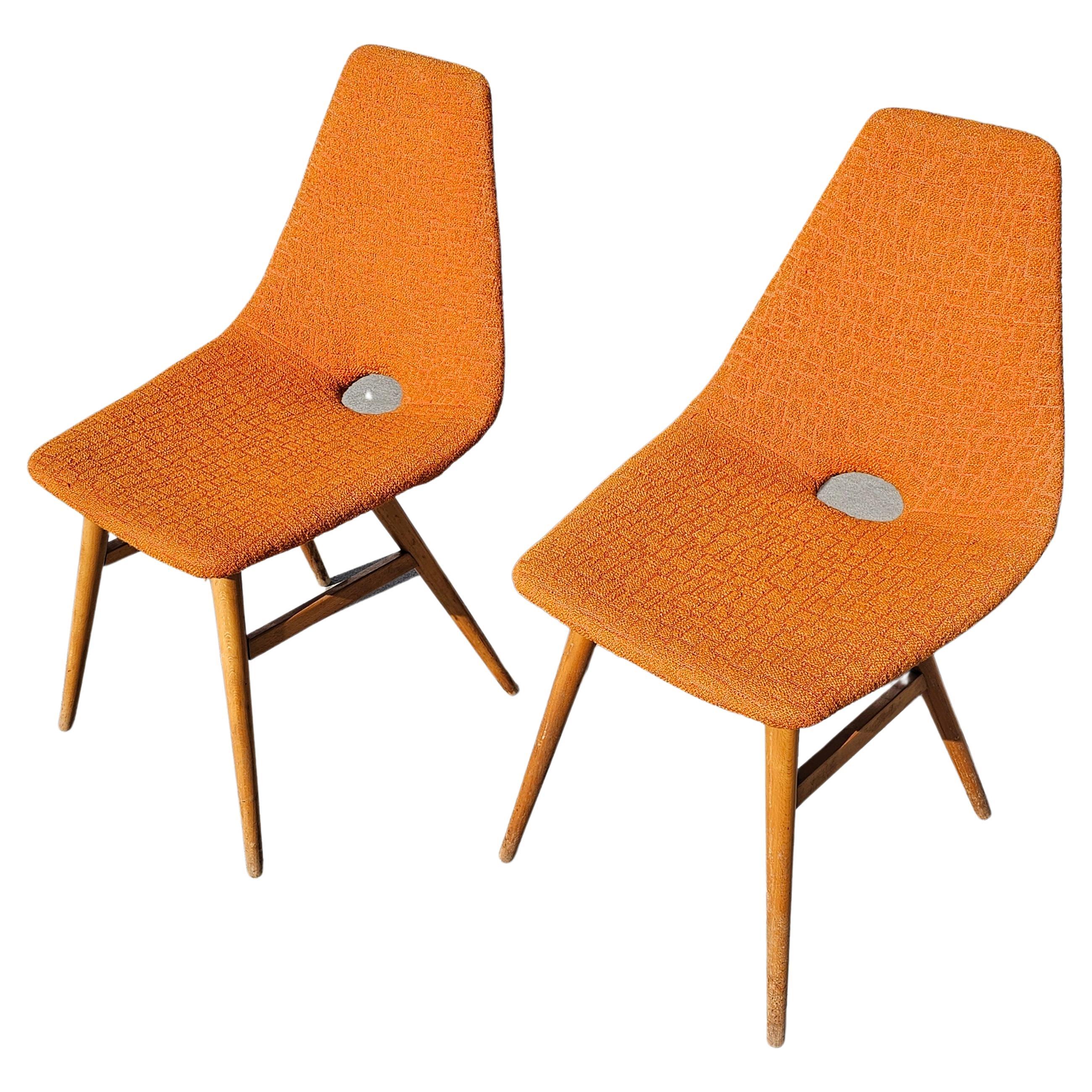 Pair of Mid-Century Modern Side Chairs by Judit Burian and Erika Szek, 1950s For Sale