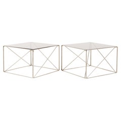 Pair of Mid-Century Modern Side Tables with Smoked Glass Top, 1970s