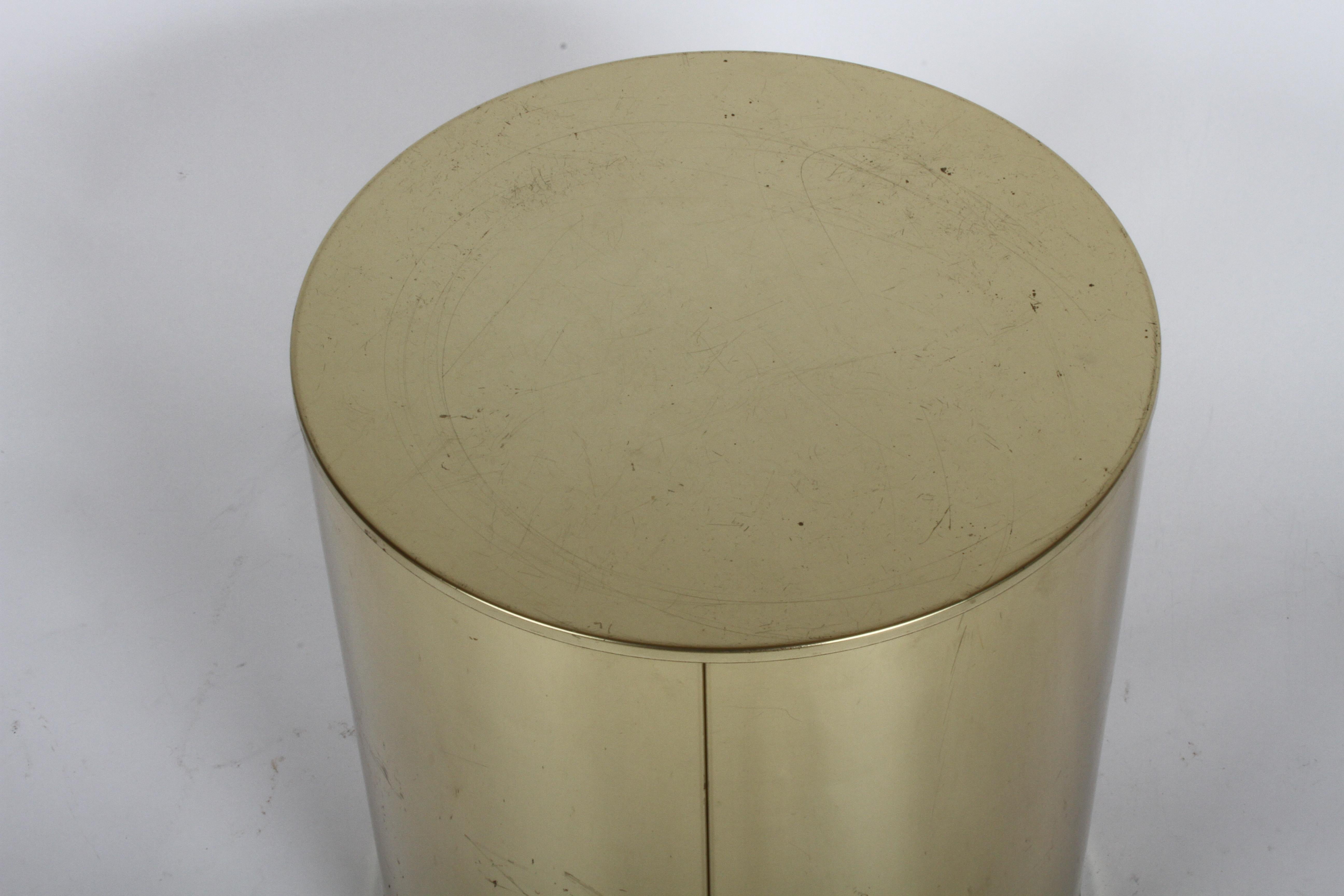 Late 20th Century Pair of Mid-Century Modern Signed Curtis Jeré Brass Drum End Tables