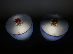 Pareja de lámparas de sobremesa de Murano modernas de mediados de siglo firmadas por Barbini, Italia