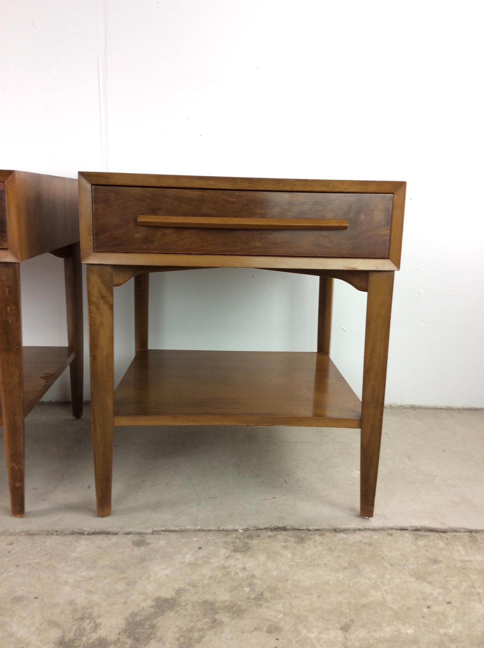 American Pair of Mid Century Modern Single Drawer Nightstands by Widdicomb For Sale