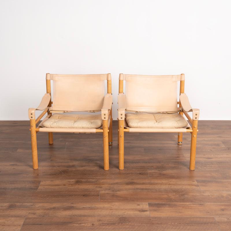 Danish Pair of Mid-Century Modern Sirocco Safari Leather Chairs by Arne Norell from Swe