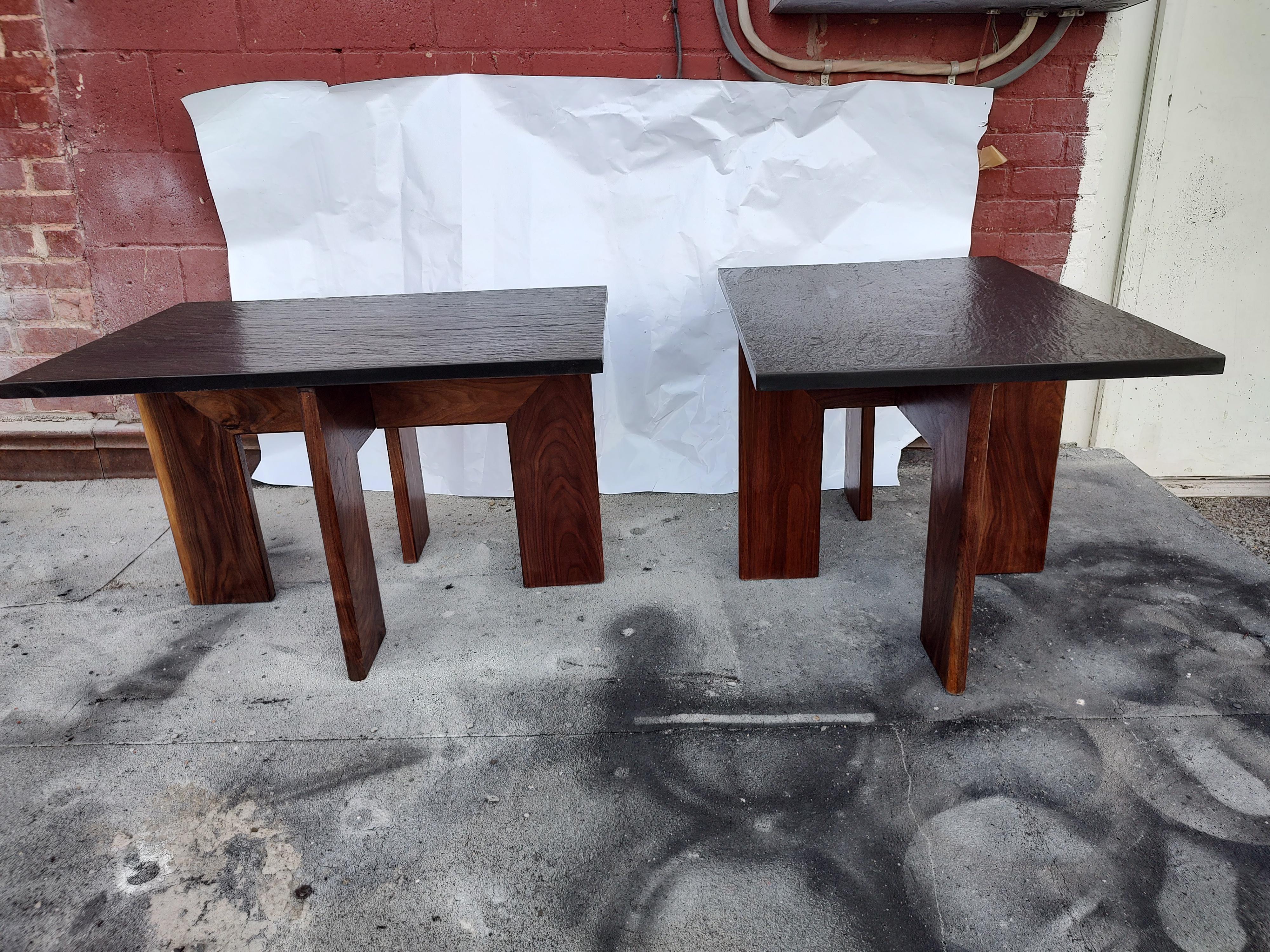 Pair of Mid-Century Modern Slate Top End Tables by Adrian Pearsall, C1968 4