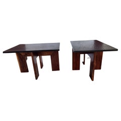 Pair of Mid-Century Modern Slate Top End Tables by Adrian Pearsall, C1968