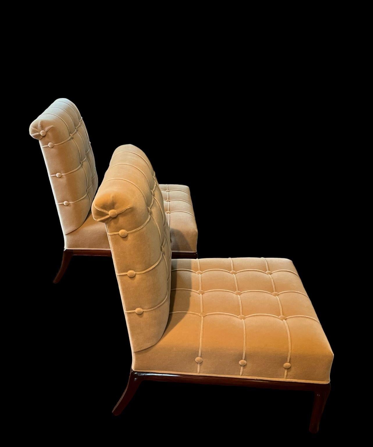 Mohair Pair of Mid Century Modern Slipper Chairs Attributed Robsjohn-Gibbings C.1950's For Sale
