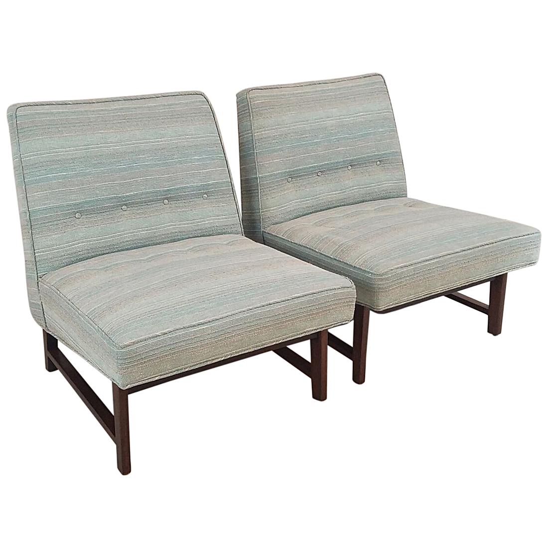 Pair of Mid-Century Modern Slipper Chairs by Edward Wormley for Dunbar