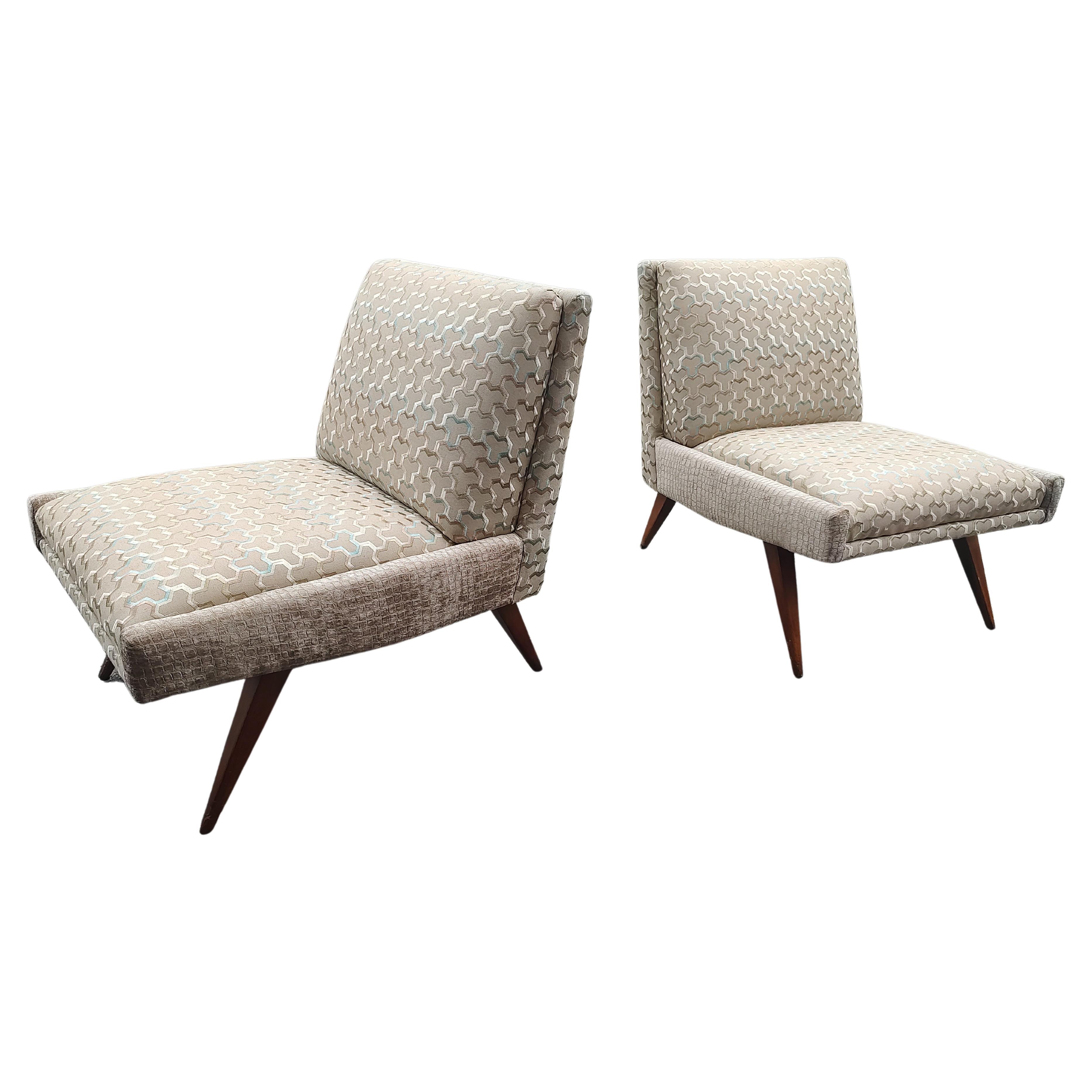 Hand-Crafted Pair of Mid Century Modern Slipper Chairs by Paul McCobb Planner Group Restored For Sale