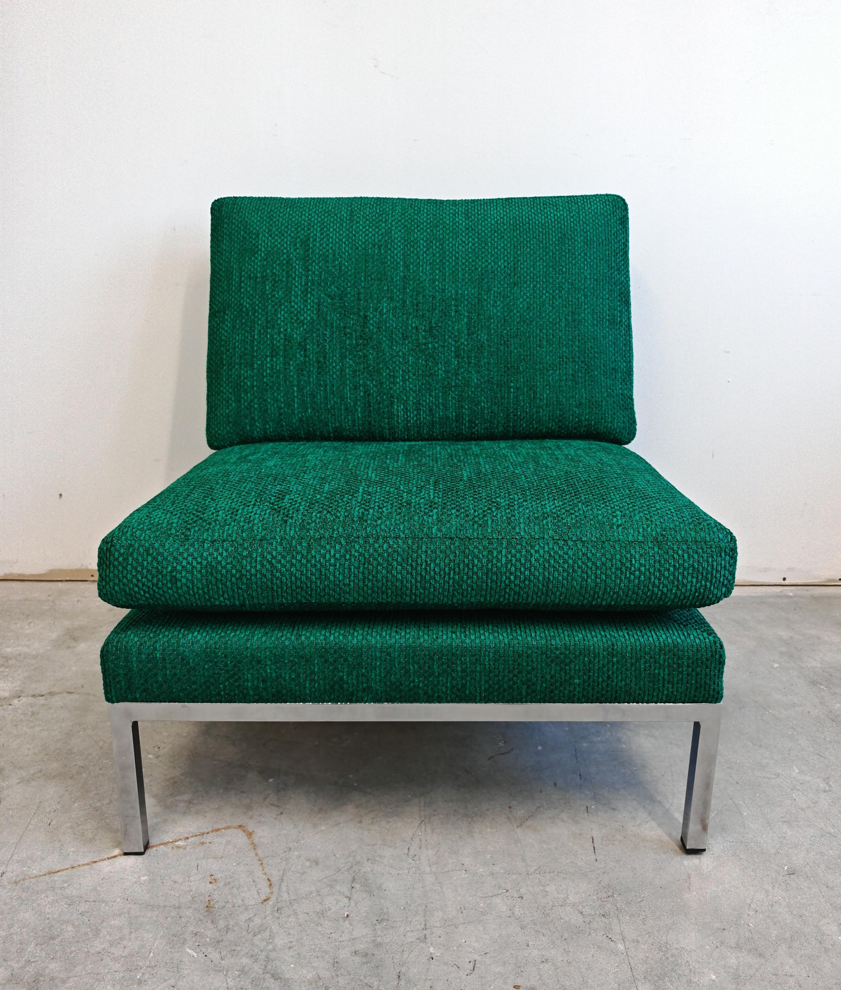 Paar Mid Century Modern Slipper Chairs entworfen von Florence Knoll (Ende des 20. Jahrhunderts) im Angebot