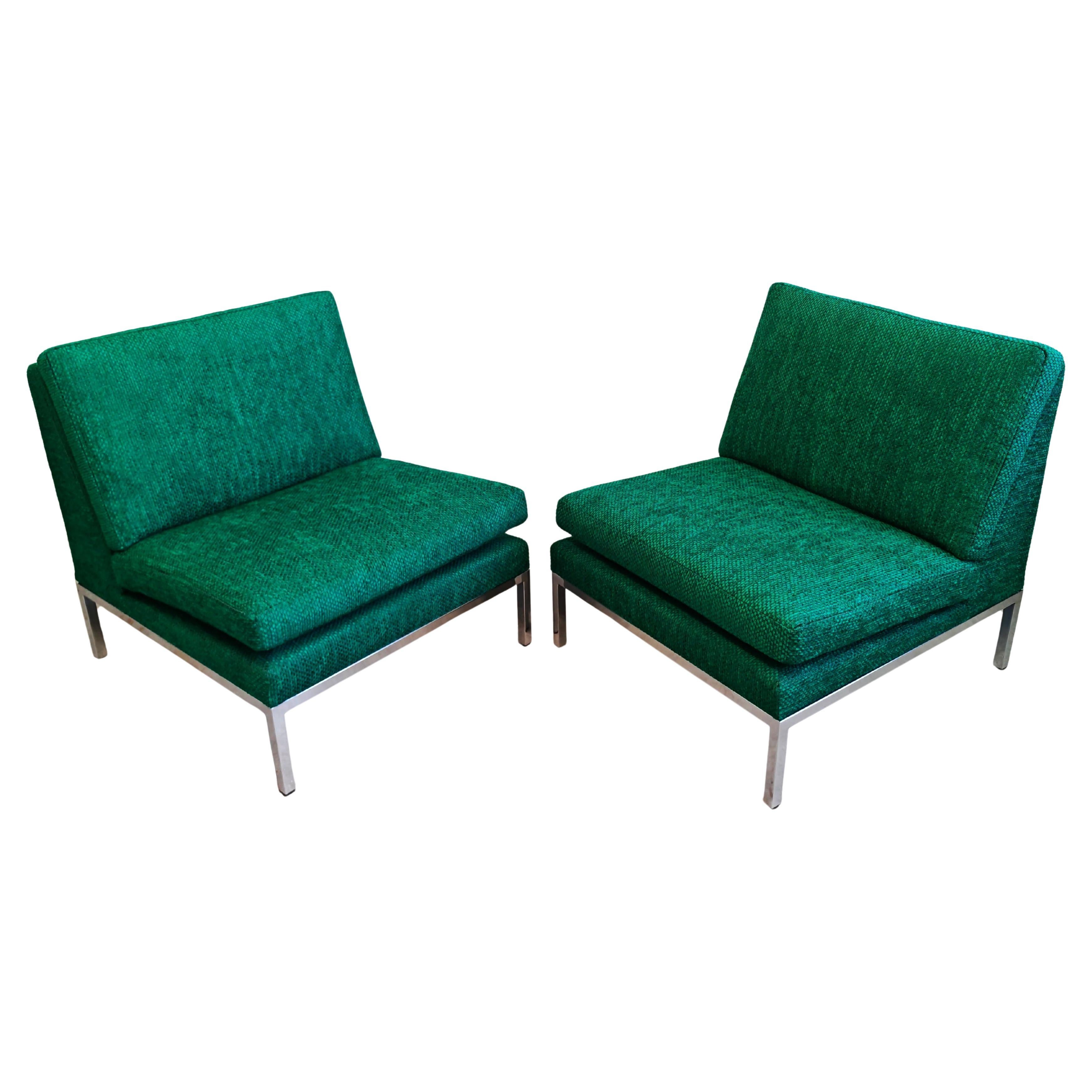 Paar Mid Century Modern Slipper Chairs entworfen von Florence Knoll im Angebot