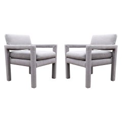 Paire de petits fauteuils de salon Parsons de style moderne du milieu du siècle dernier, de petite taille