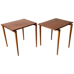 Pair of Mid-Century Modern Small Teak Stacking Side Tables, Denmark, 1960s