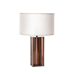 Pair of Mid-Century Modern Smoked Amethyst Lucite & Polished Chrome Table Lamps