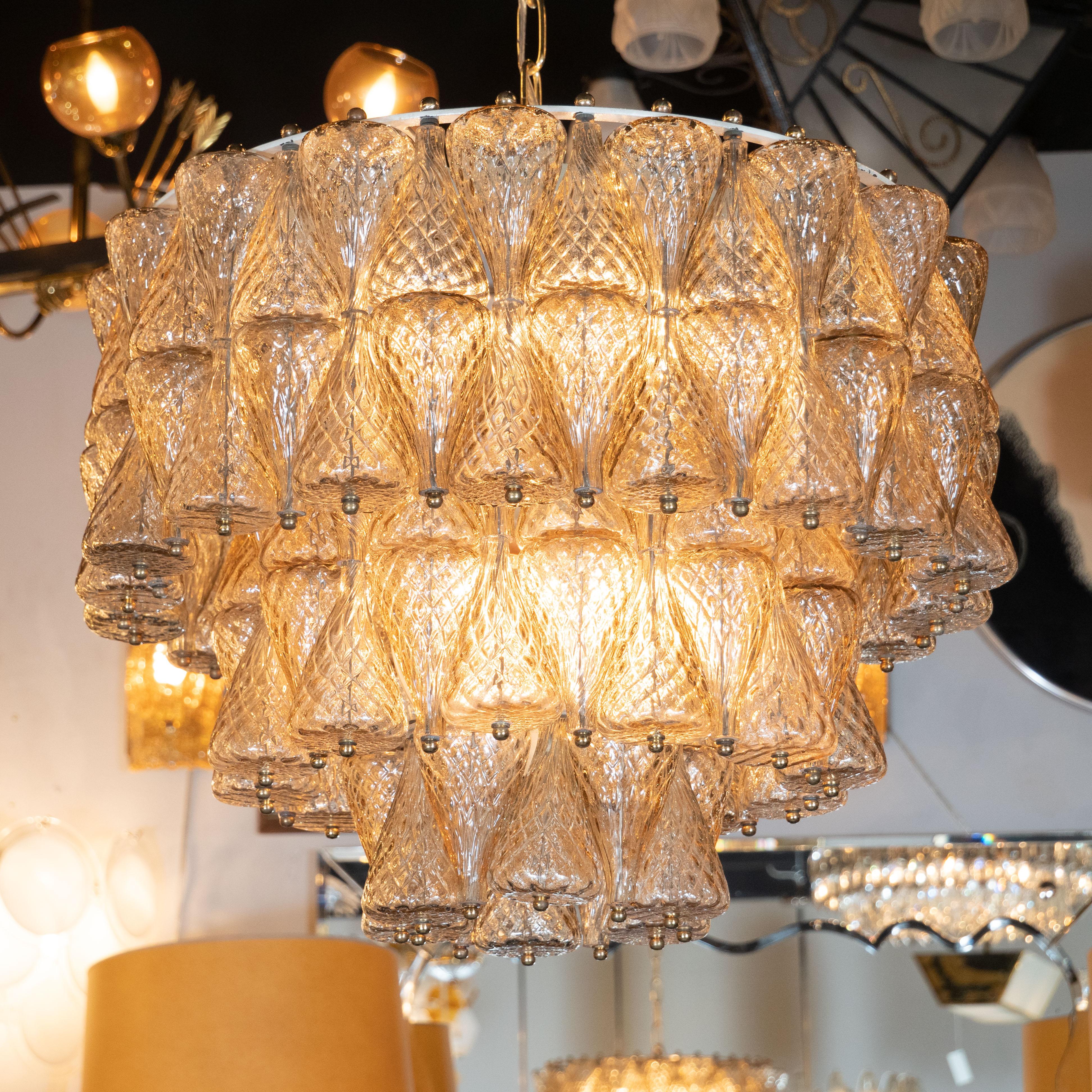 Italian Mid-Century Modern Smoked Glass Chandelier Attributed to Seguso