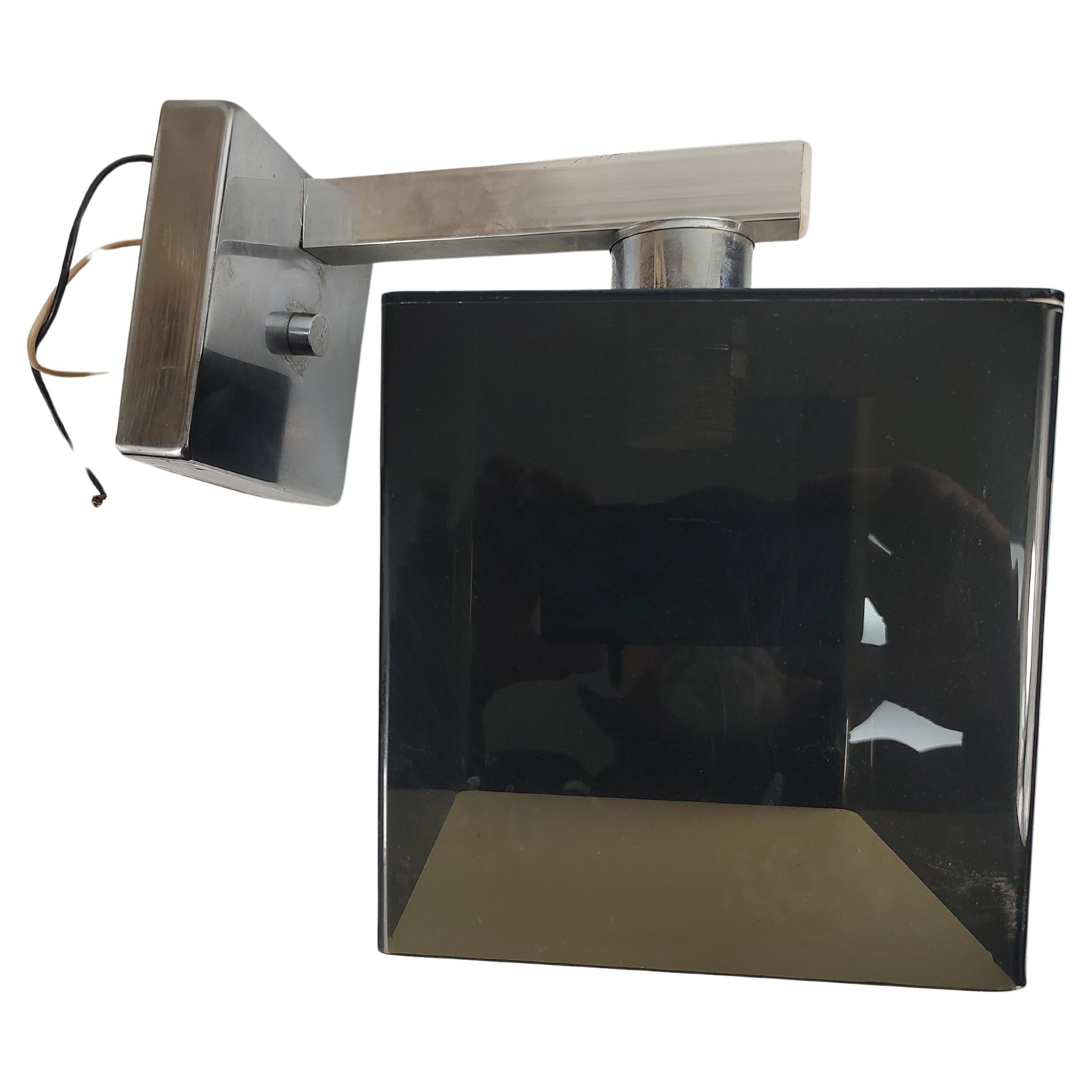 Fabulous pair of Mid Century Modern Wall Sconce Sculptural smoked lucite with chrome fixtures. Plexi in excellent vintage condition chrome has a little bit that flaked off, minor. Will Polish before shipping. Sold as a pair.