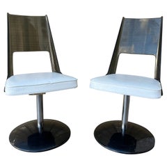 Pair of Mid Century Modern Smoked Lucite Swivel Chairs by Daystrom. Circa 1970s
