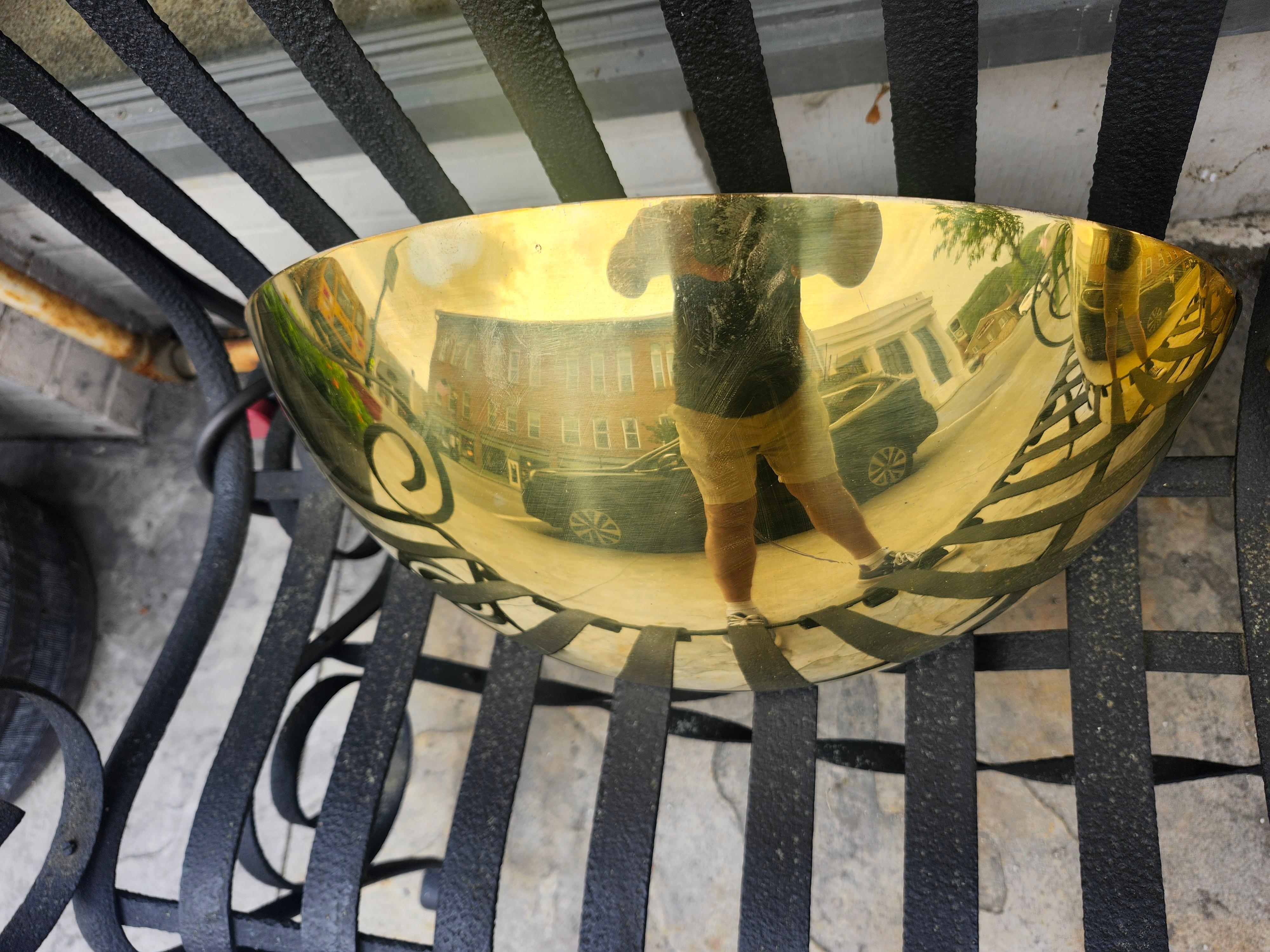 Pair of Mid Century Modern Solid Brass Demi Lune Wall Sconces C1970 For Sale 6