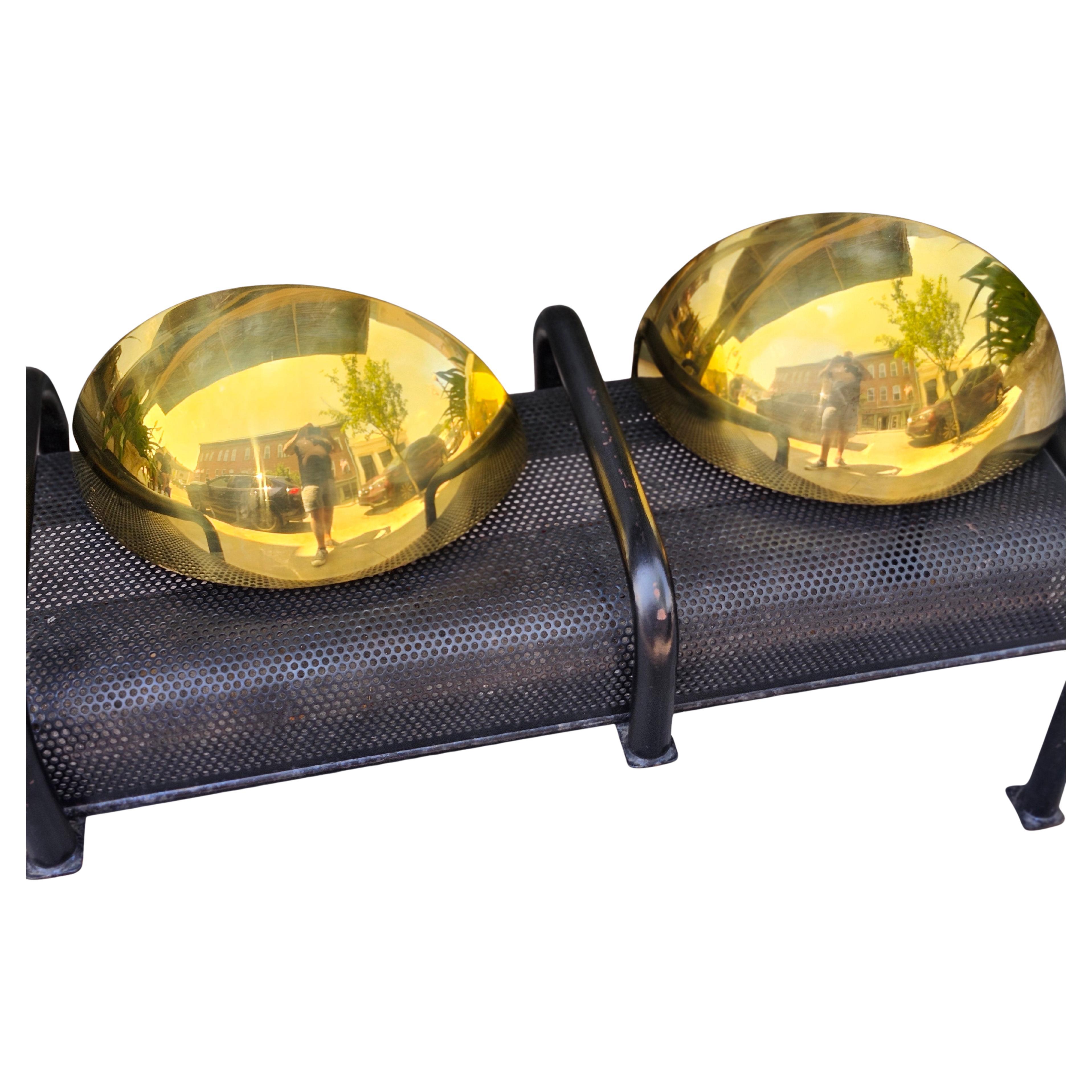 American Pair of Mid Century Modern Solid Brass Demi Lune Wall Sconces C1970 For Sale