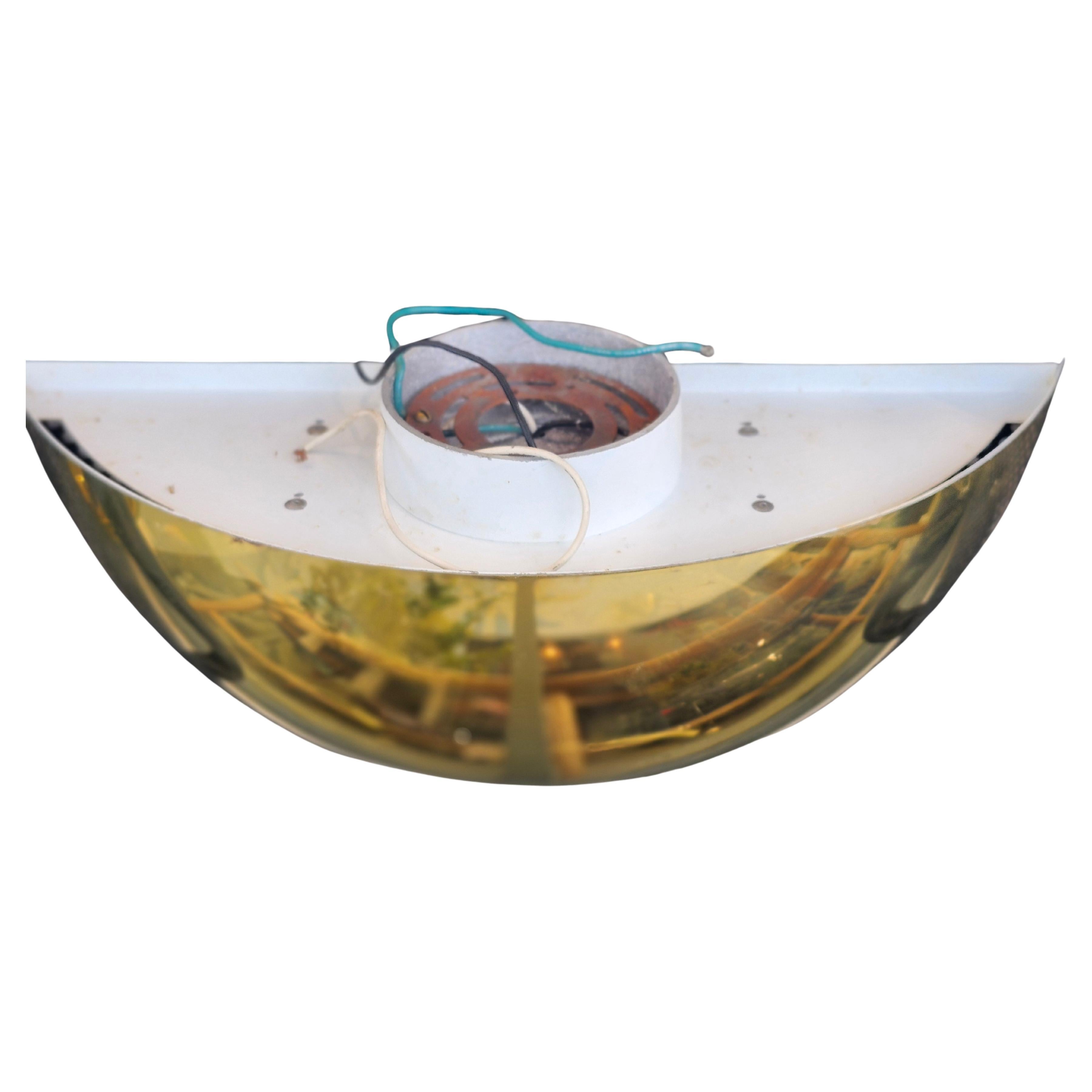 Pair of Mid Century Modern Solid Brass Demi Lune Wall Sconces C1970 In Good Condition For Sale In Port Jervis, NY