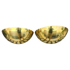 Pair of Mid Century Modern Solid Brass Demi Lune Wall Sconces C1970