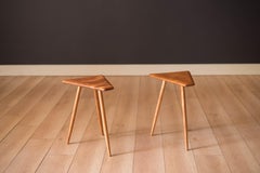 Pair of Mid Century Modern Solid Maple End Tables by H.T. Cushman