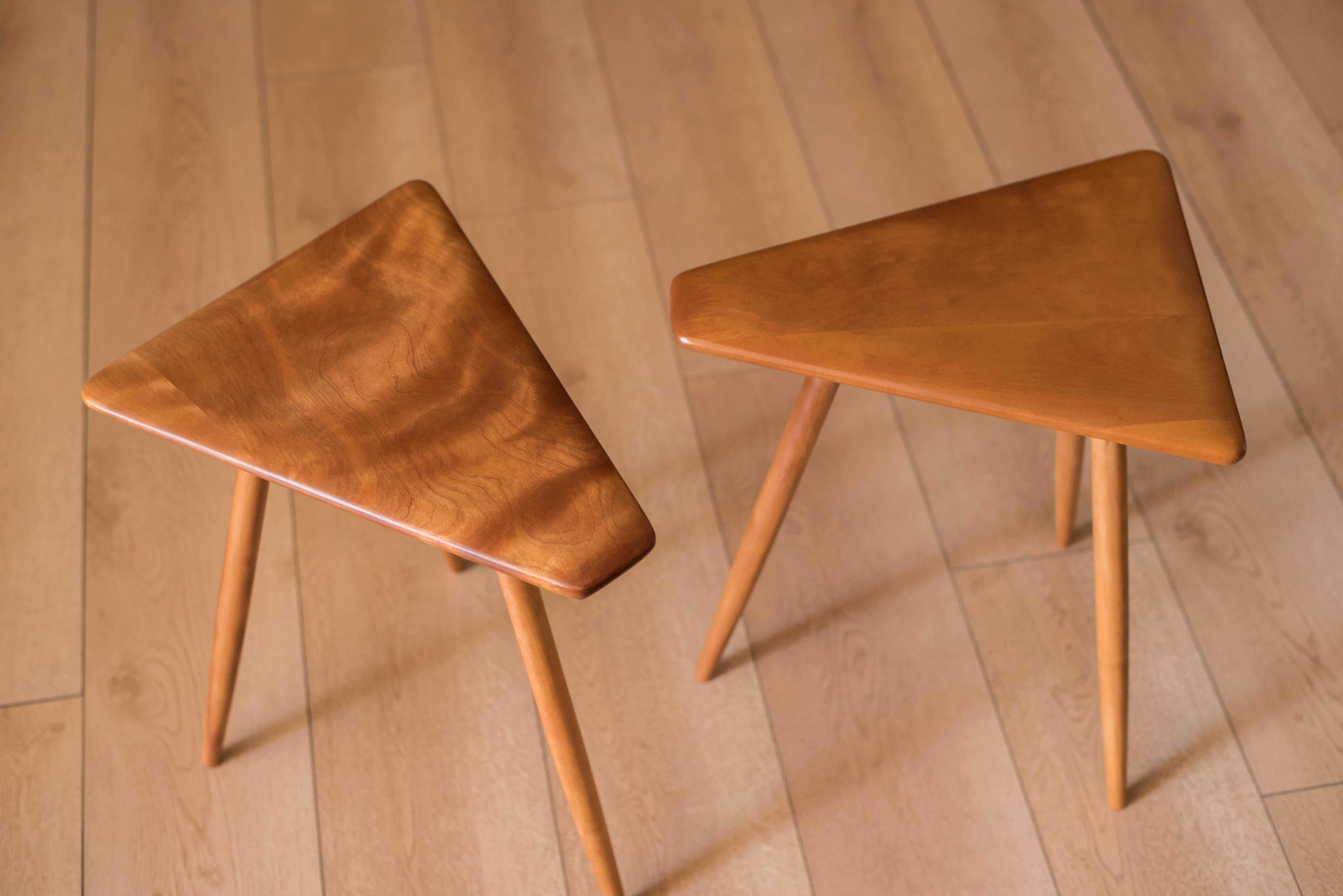 Mid-Century Modern Pair of Mid Century Modern Solid Maple End Tables by H.T. Cushman