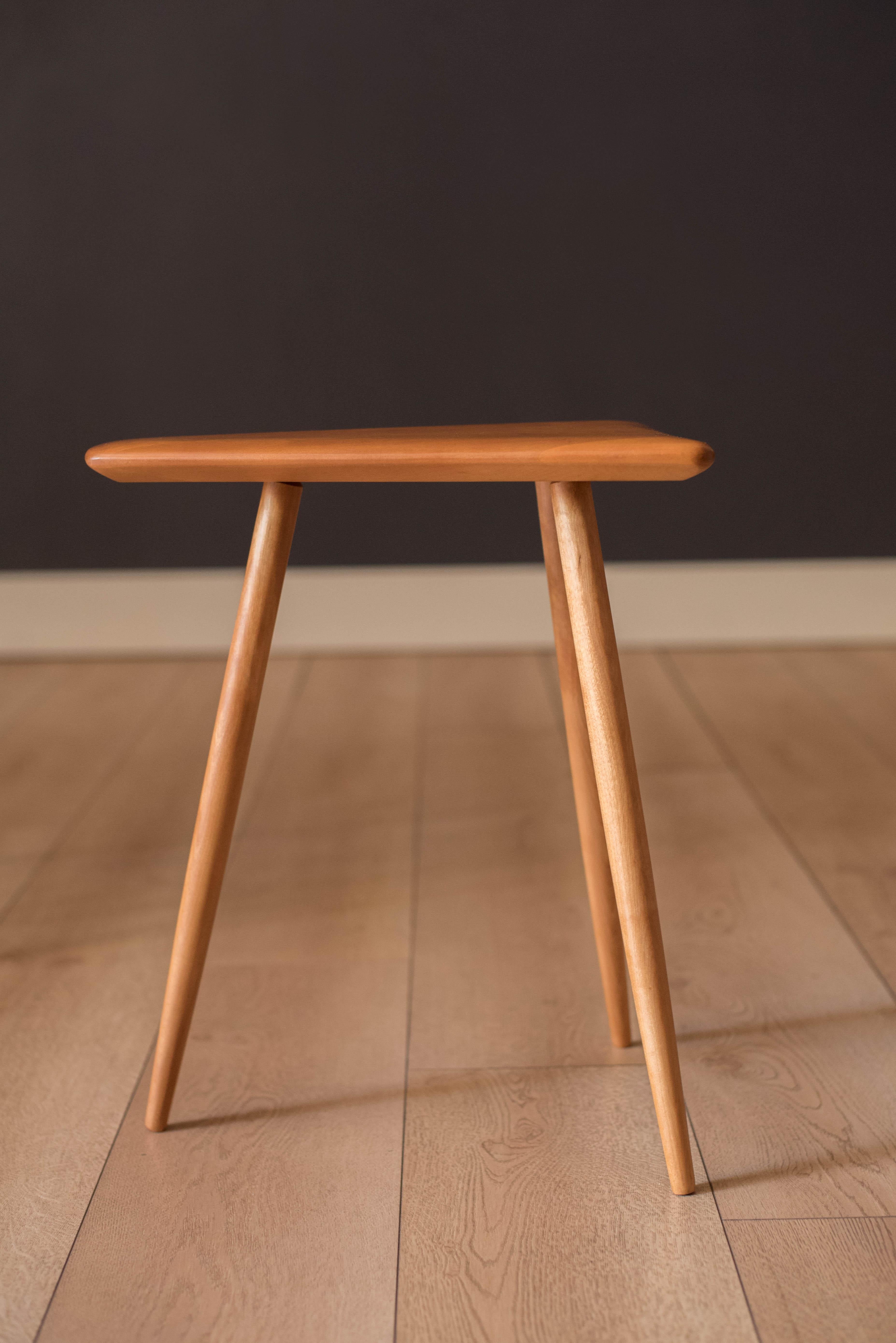 Pair of Mid Century Modern Solid Maple End Tables by H.T. Cushman 1