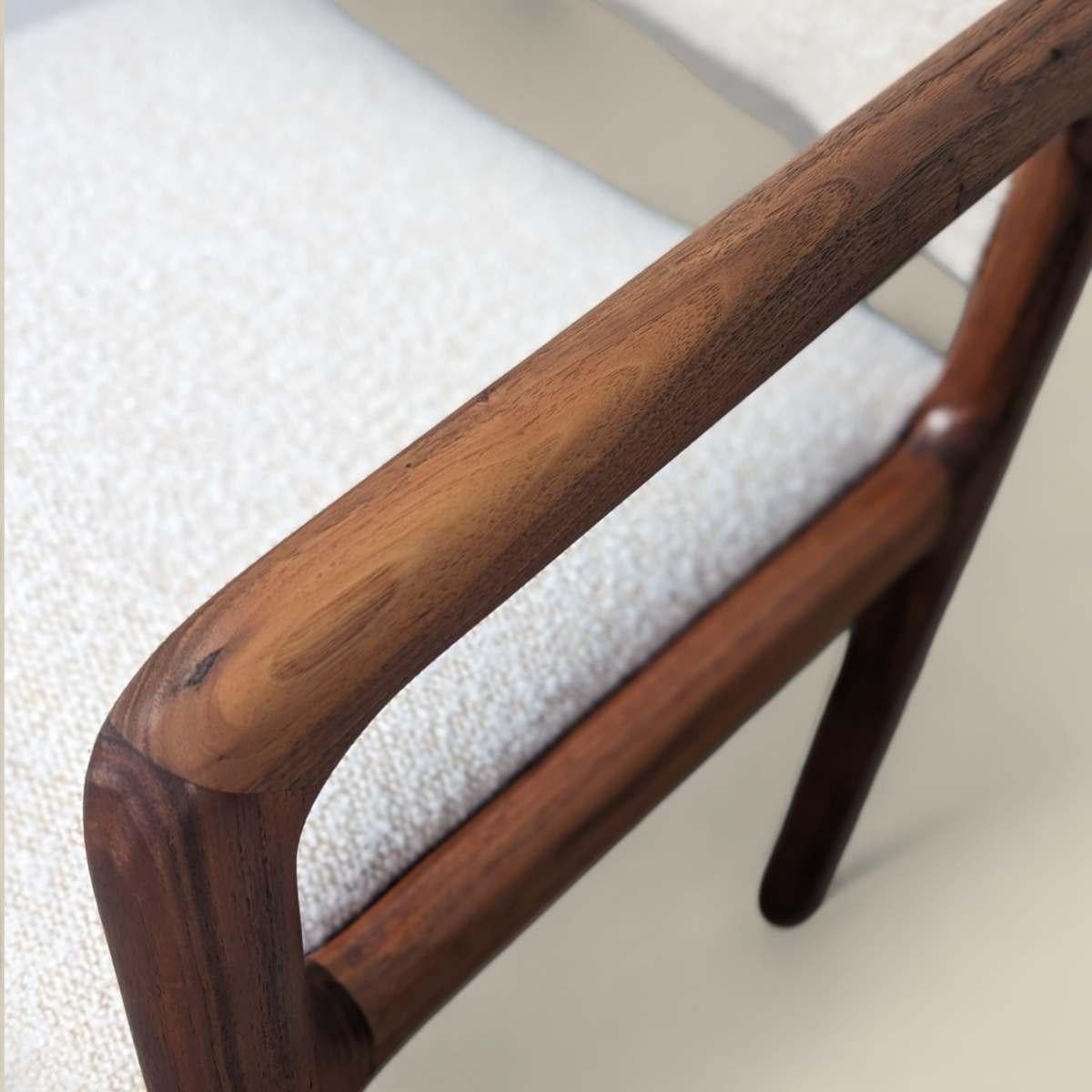 Mid-Century Modern Pair of Mid Century Modern Solid Teak Armchairs with Boucle Upholstery