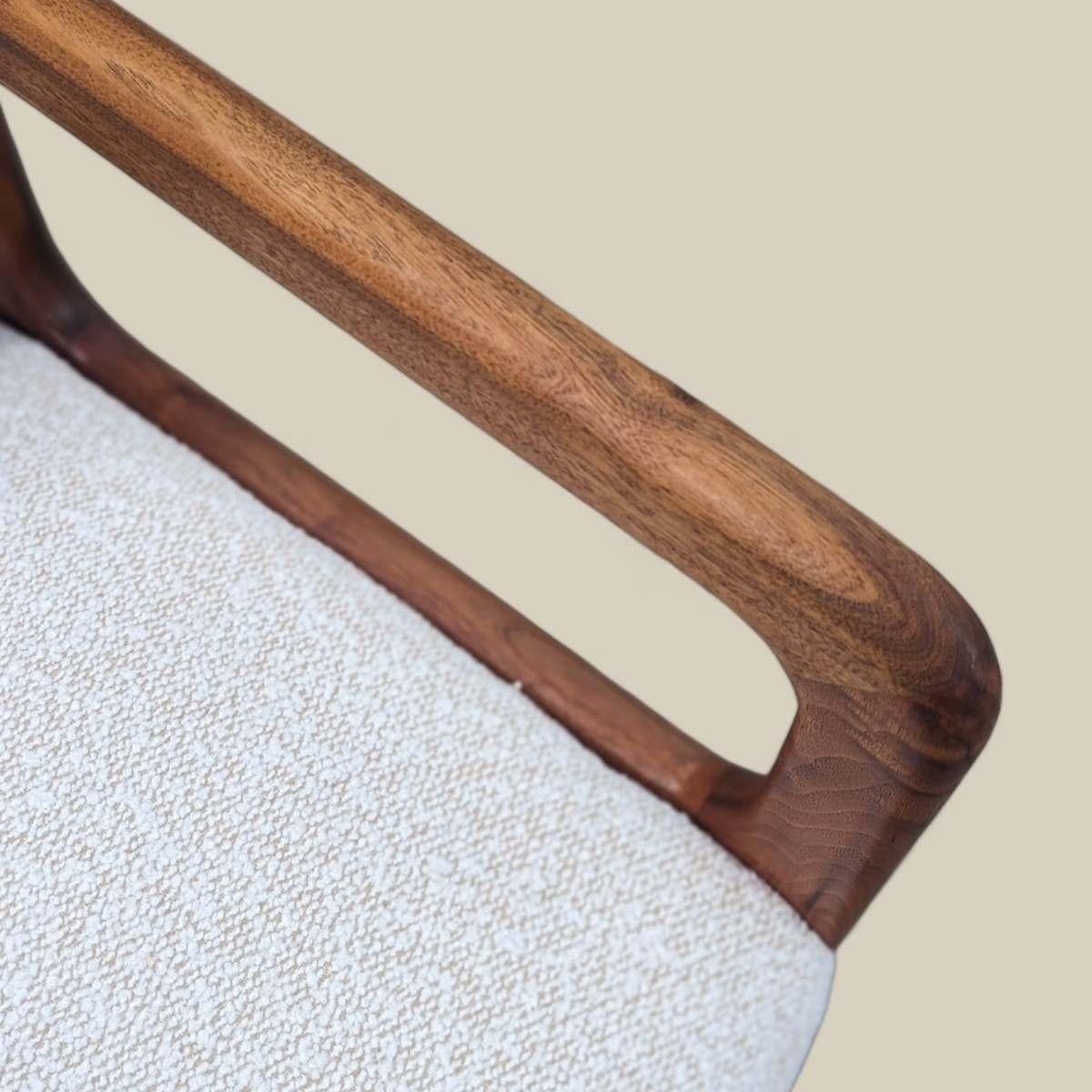 Unknown Pair of Mid Century Modern Solid Teak Armchairs with Boucle Upholstery