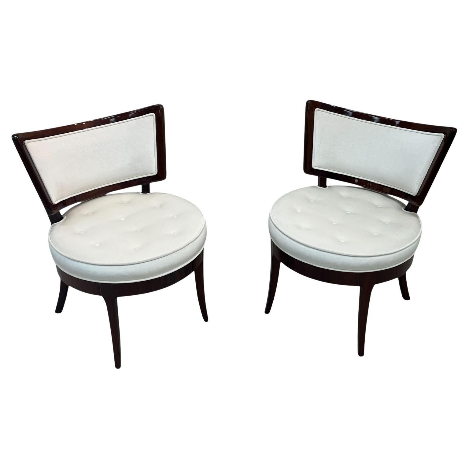 Pair Of Mid Century Modern Solid Walnut Chairs In the Style Dunbar  C. 1950’s