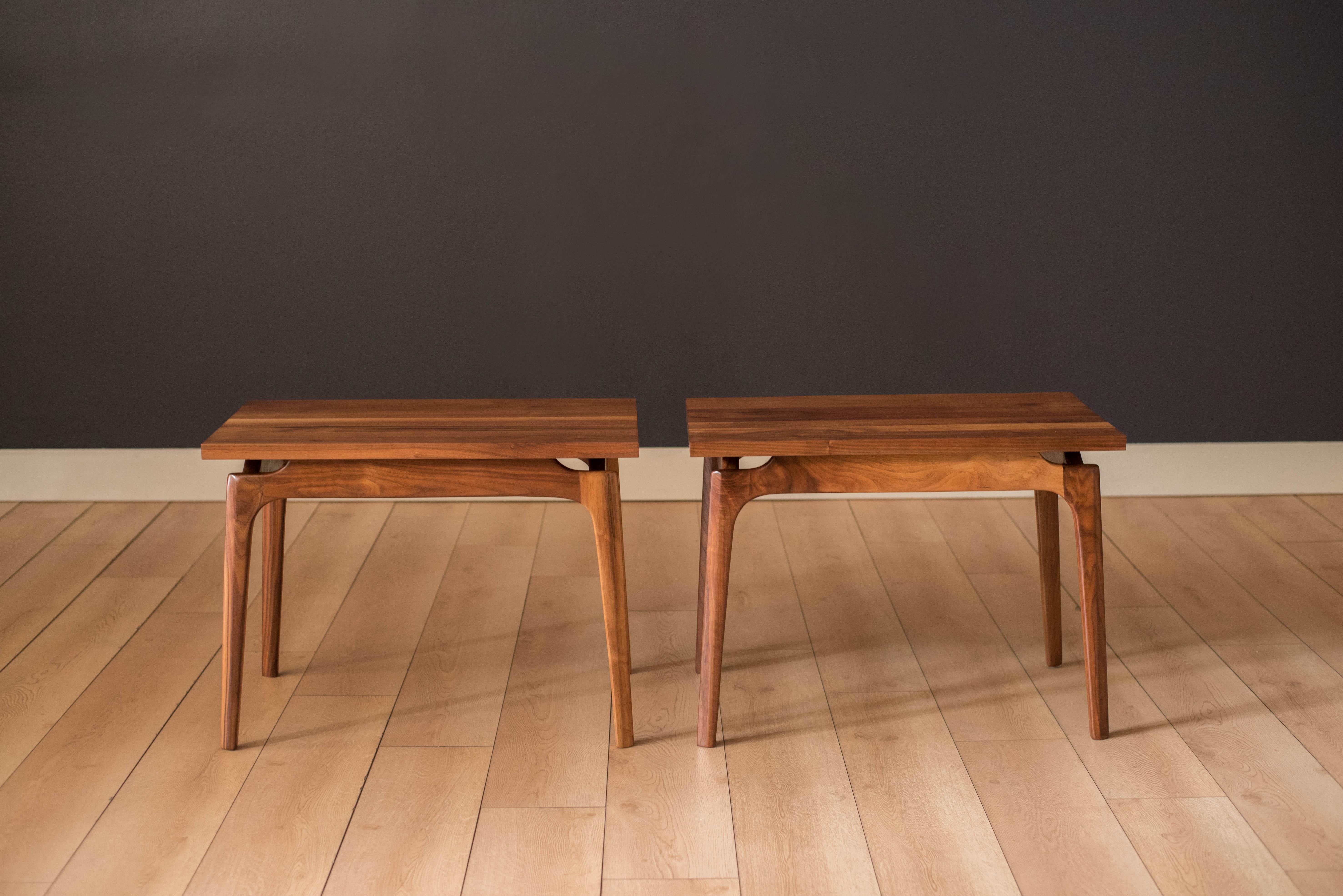 American Pair of Mid-Century Modern Solid Walnut End Tables