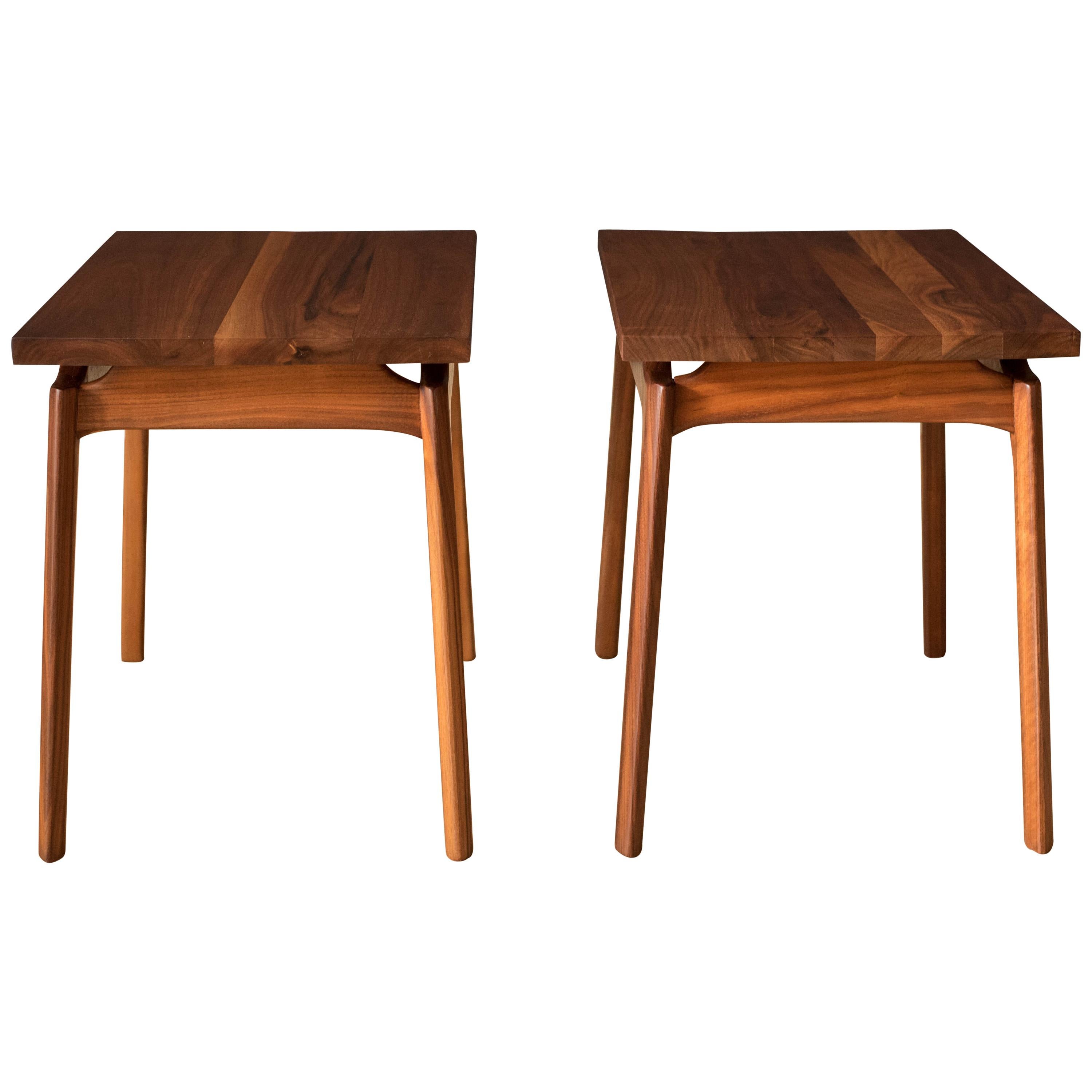 Pair of Mid-Century Modern Solid Walnut End Tables