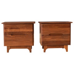 Pair of Mid-Century Modern Solid Walnut Nightstands