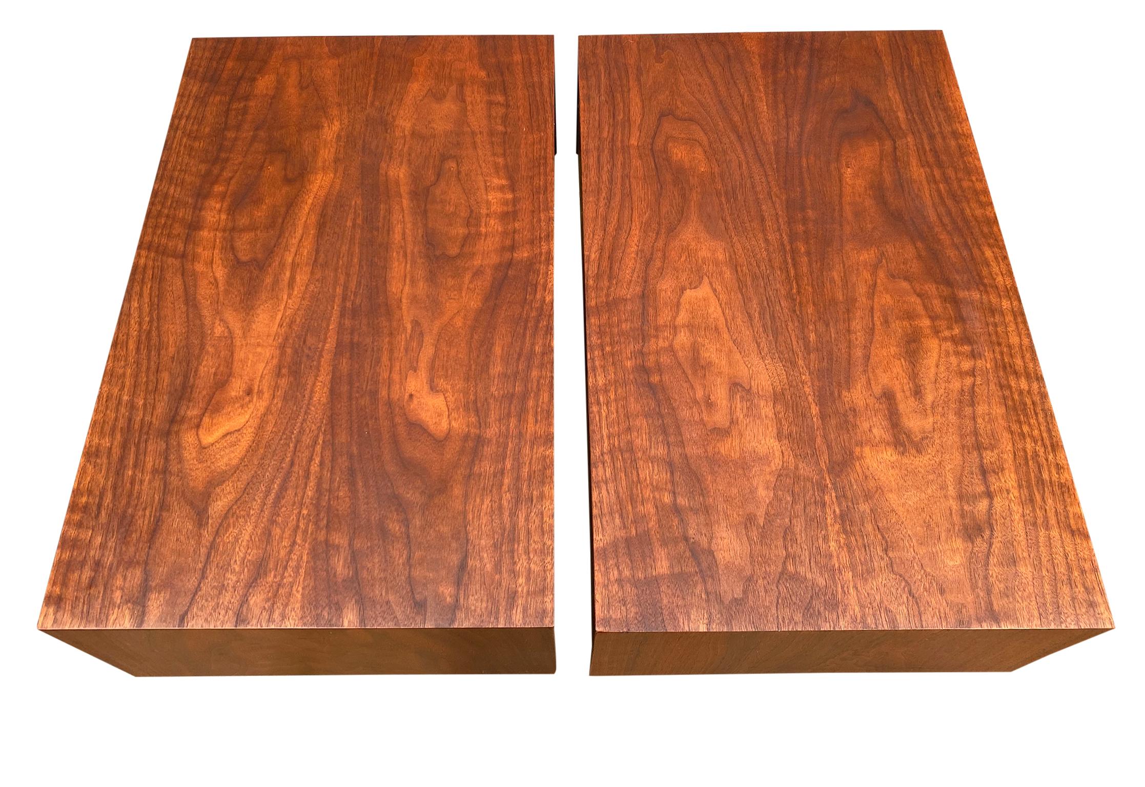 Pair of Mid-Century Modern Solid Walnut Nightstands Style of Arne Vodder 2
