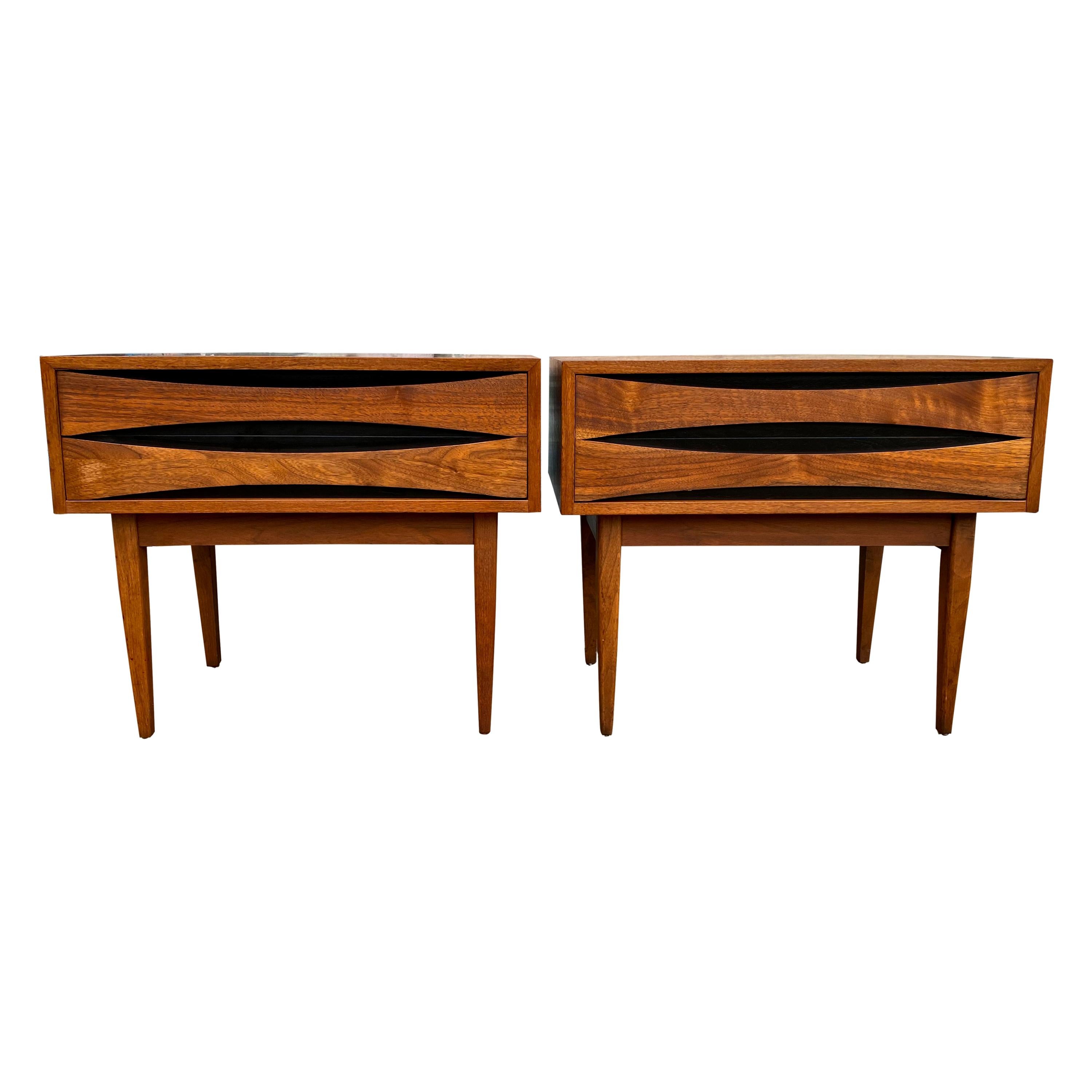 Pair of Mid-Century Modern Solid Walnut Nightstands Style of Arne Vodder