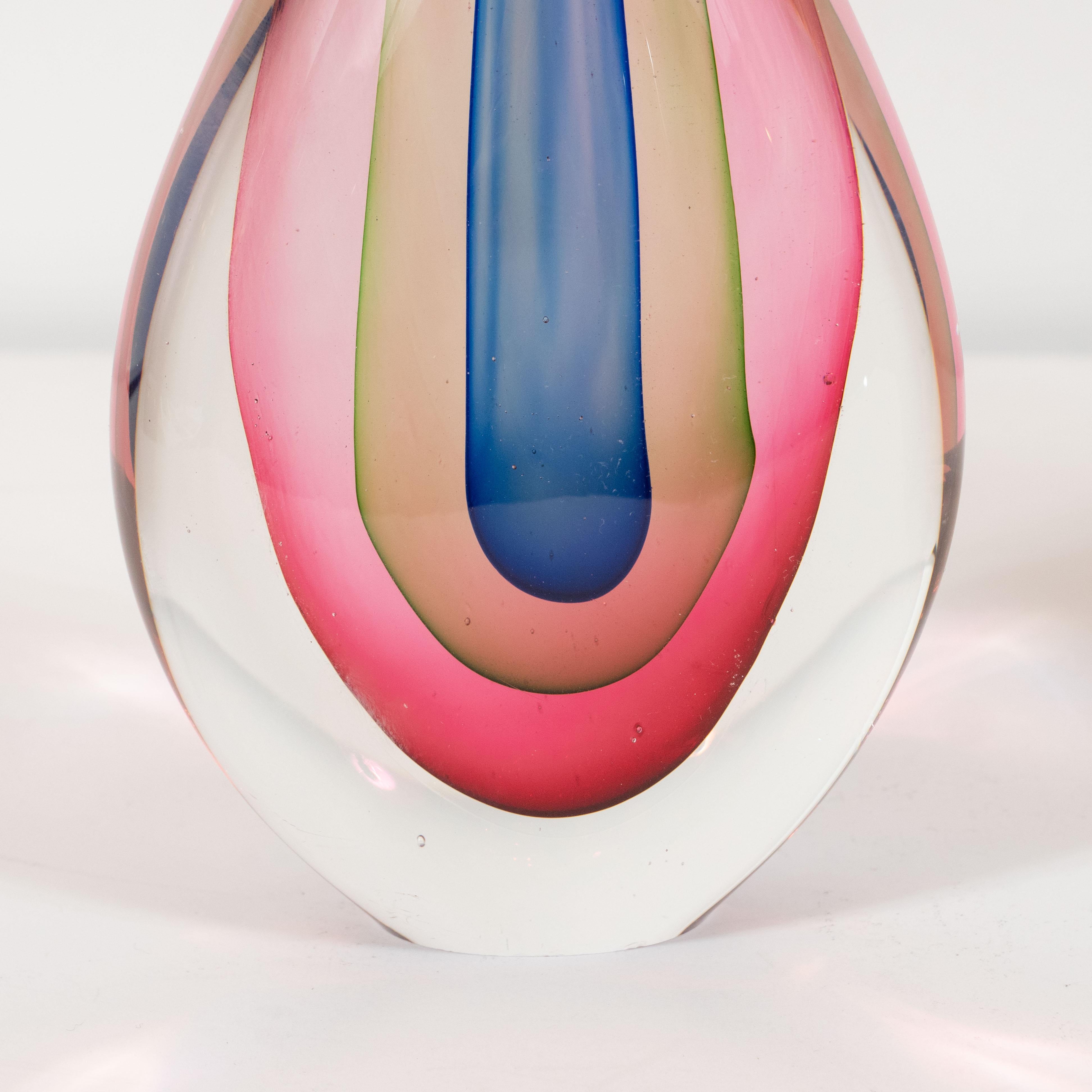 Italian Pair of Mid-Century Modern Sommerso Murano Glass Teardrop Objet D'Arts