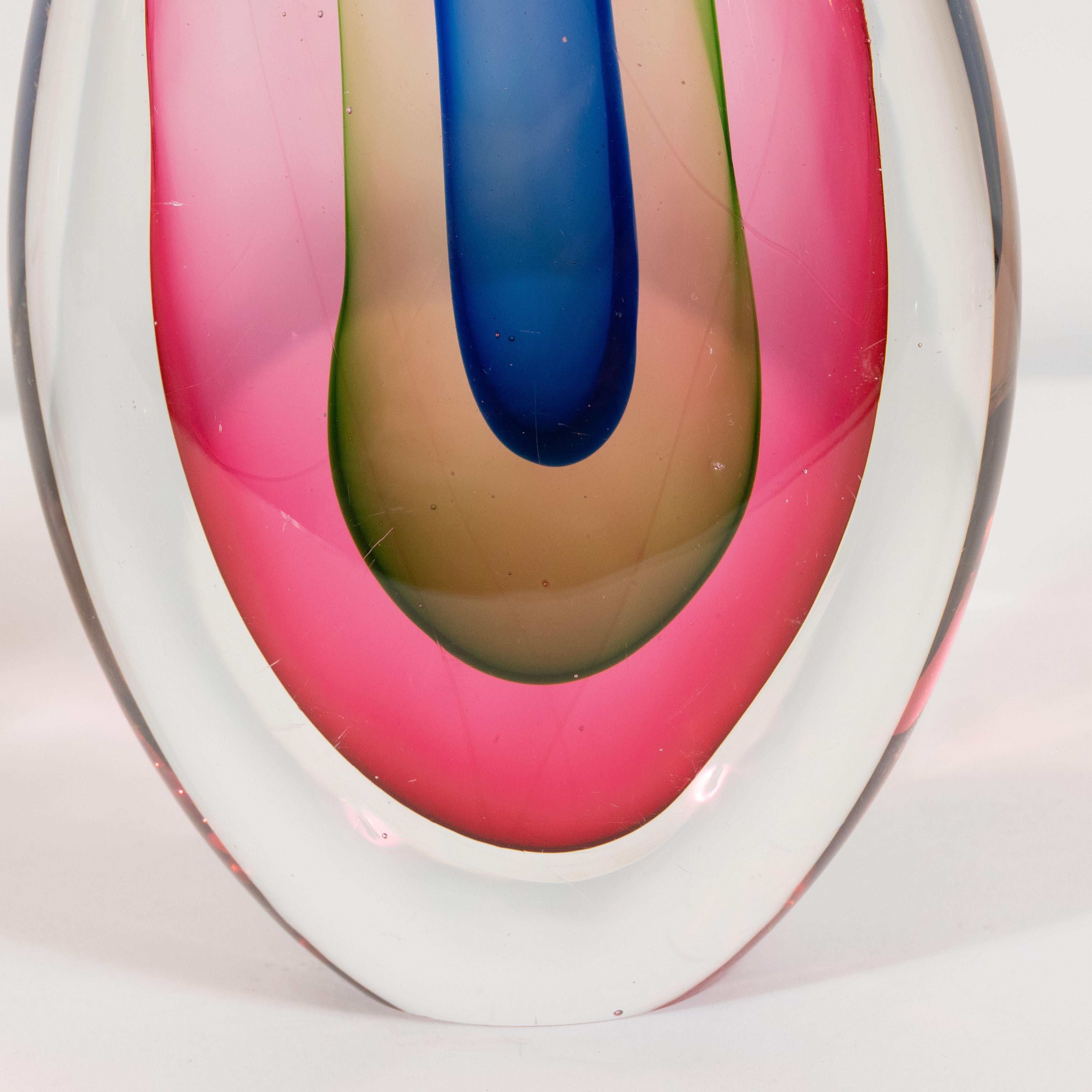 Mid-20th Century Pair of Mid-Century Modern Sommerso Murano Glass Teardrop Objet D'Arts