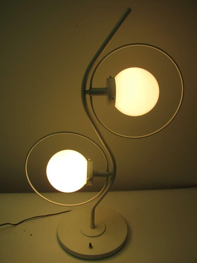 Painted Pair of Mid Century Modern Space Age  3-Way Table Lamps For Sale