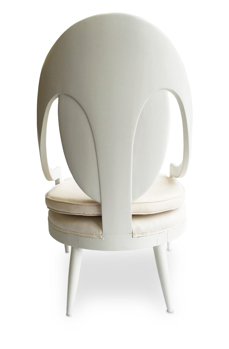 Pair of MidCentury Modern Spoon Back Chairs with Tufted Backrest For