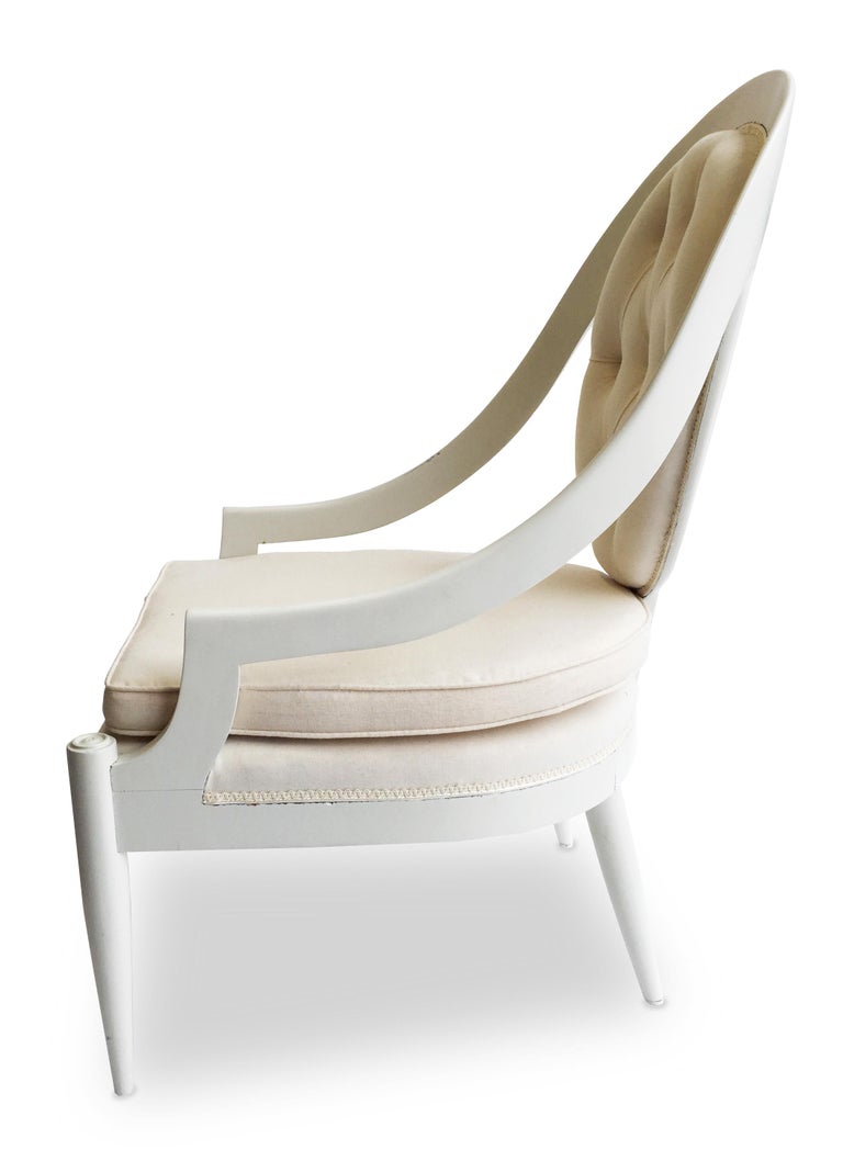 Pair of MidCentury Modern Spoon Back Chairs with Tufted Backrest For