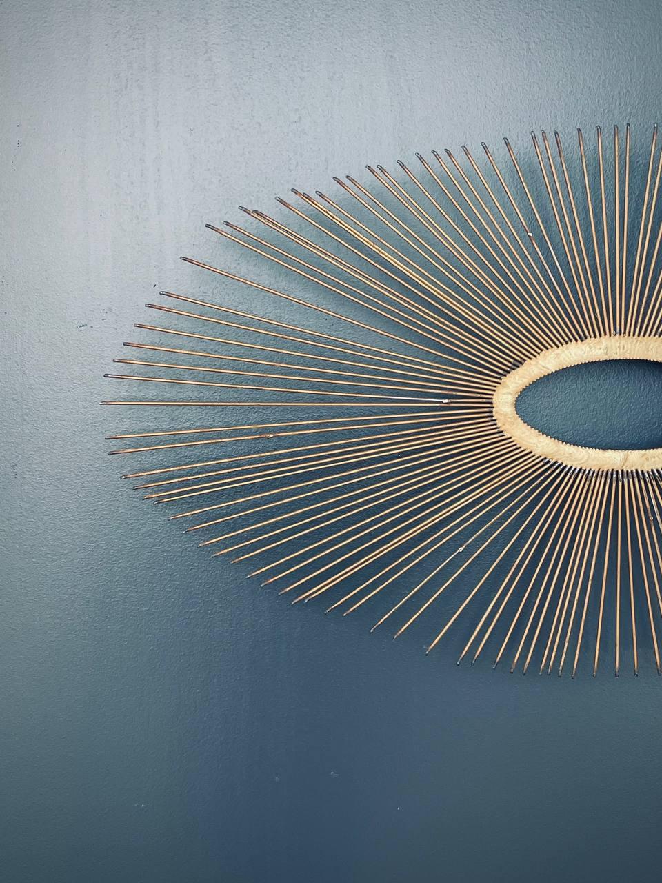 Laiton Paire de sculptures murales Mid-Century Modern Spray Sunburst en vente