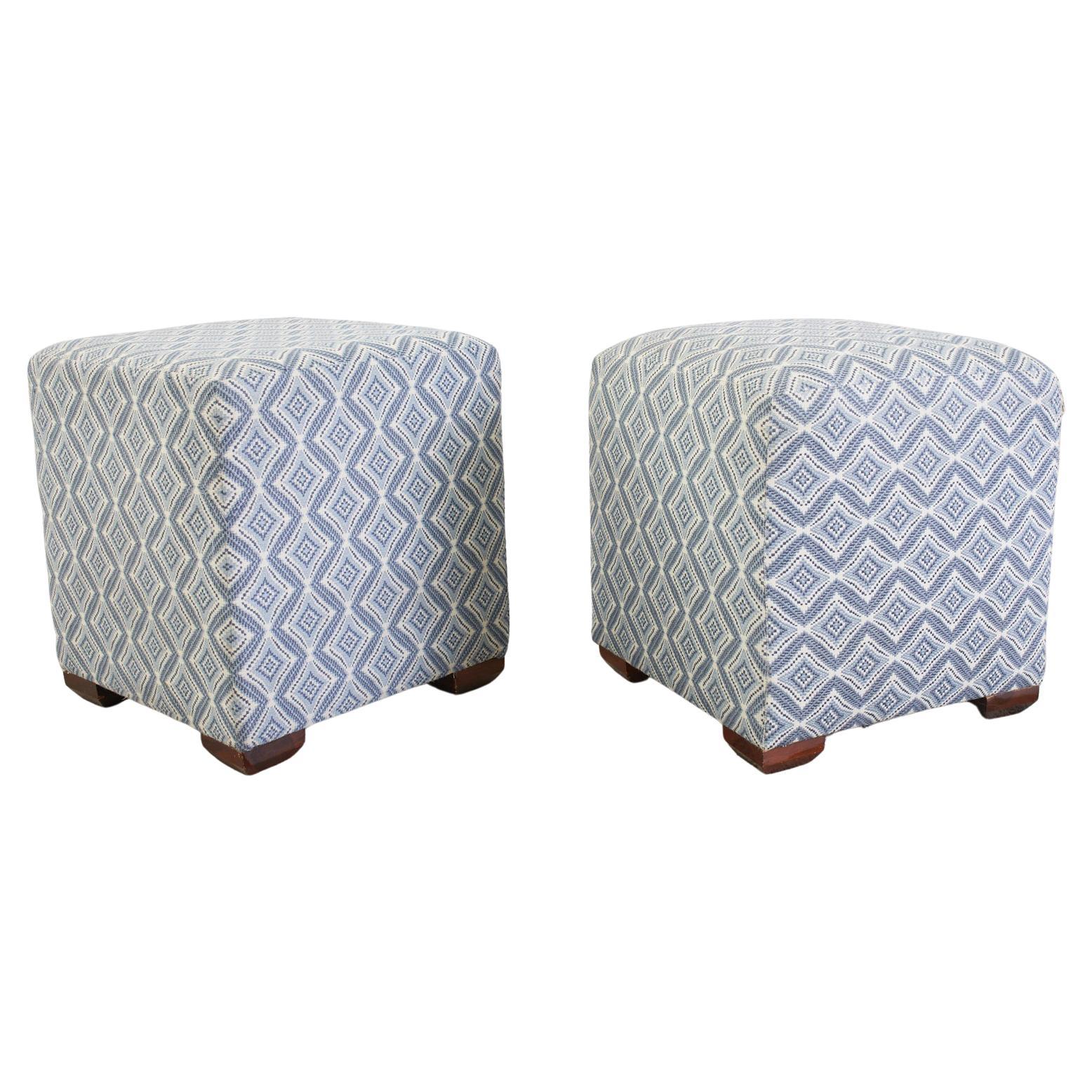 A Pair of Square American Faux-Bamboo Ottomans at 1stDibs