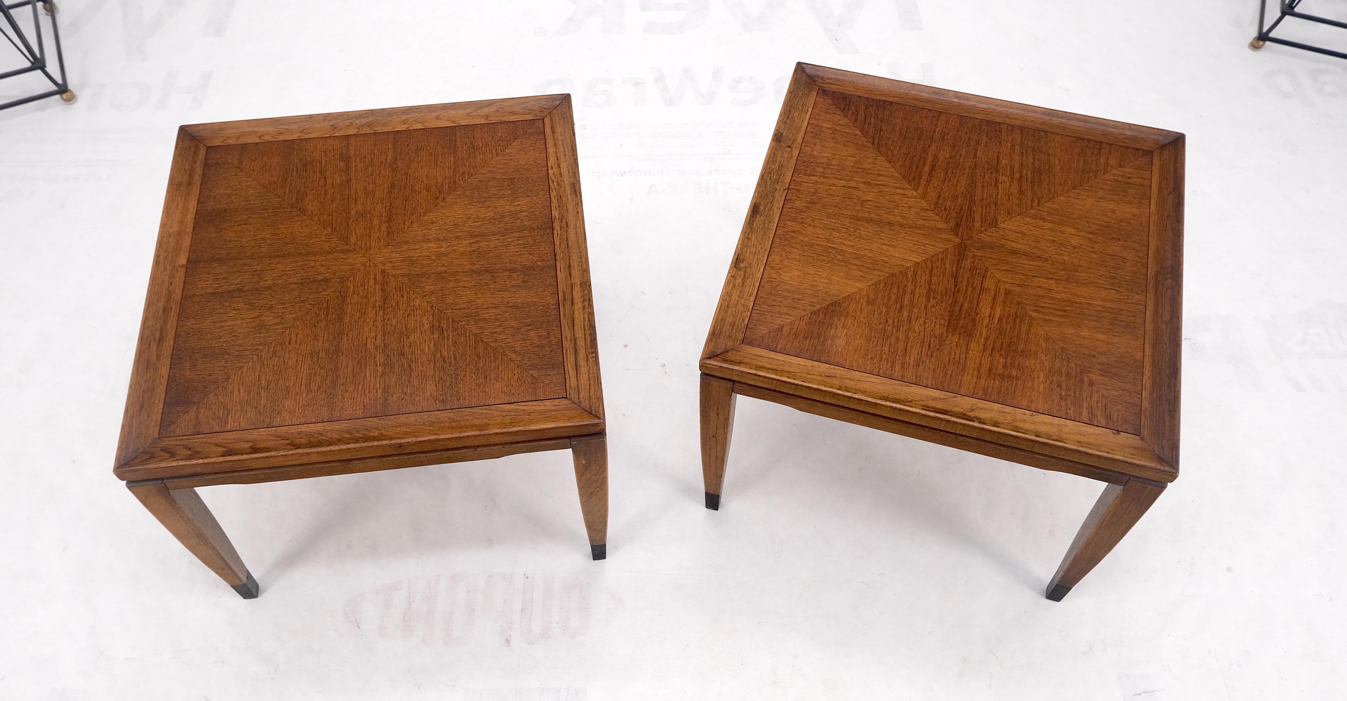 Lacquered Pair of Mid Century Modern Square  Walnut Side End Tables Removable Legs MINT! For Sale