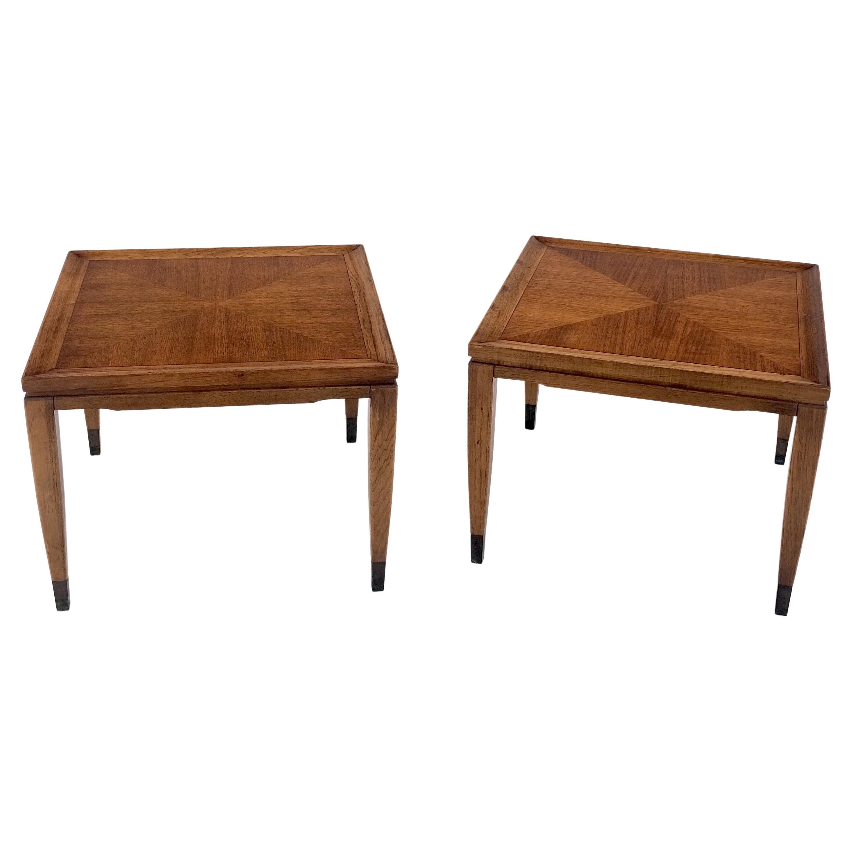 Pair of Mid Century Modern Square  Walnut Side End Tables Removable Legs MINT! For Sale