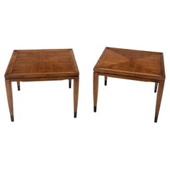Pair of Mid Century Modern Square  Walnut Side End Tables Removable Legs MINT!