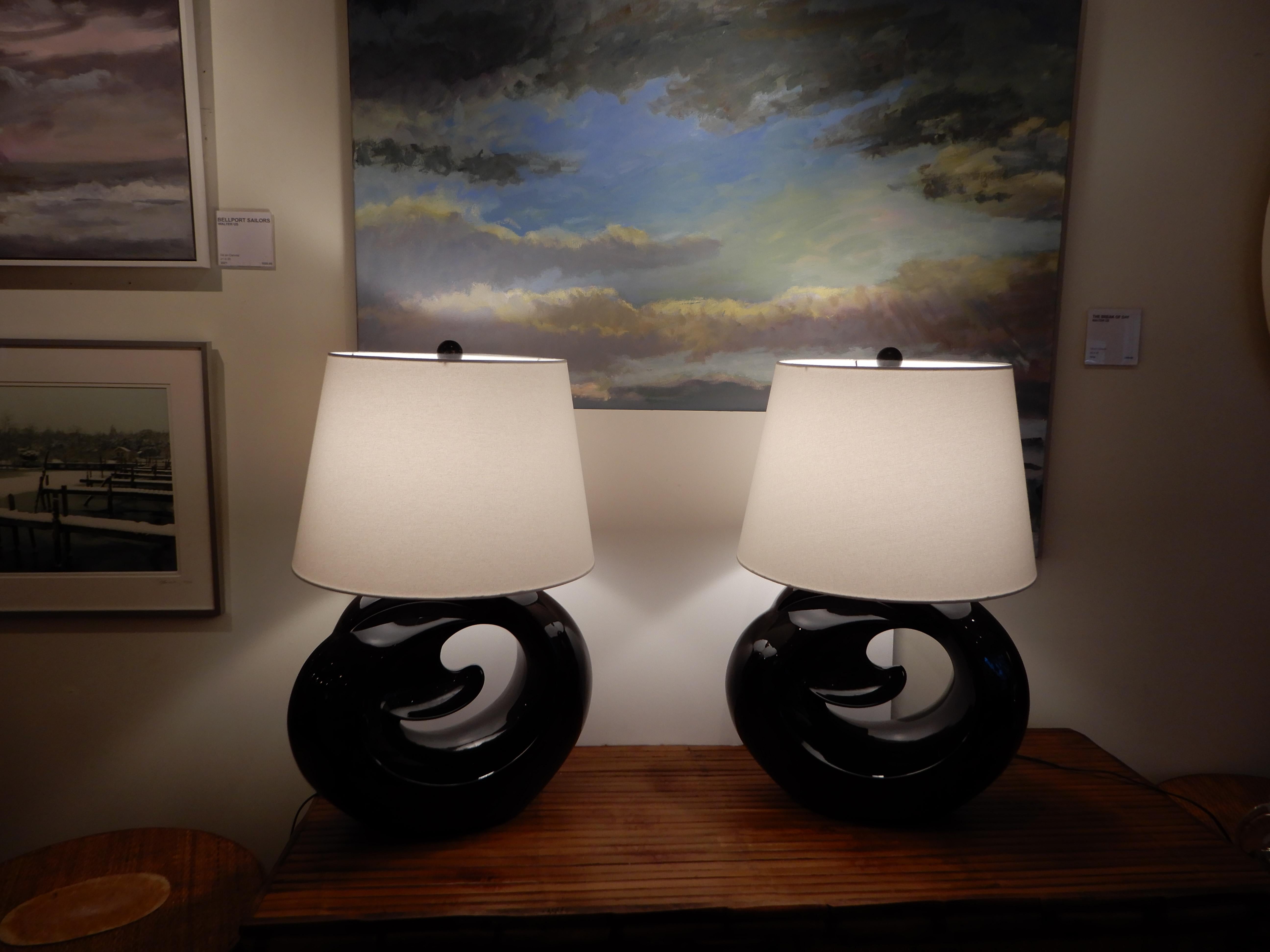 Paire de lampes de bureau de style mi-siècle moderne, fantaisie Excellent état - En vente à Bellport, NY