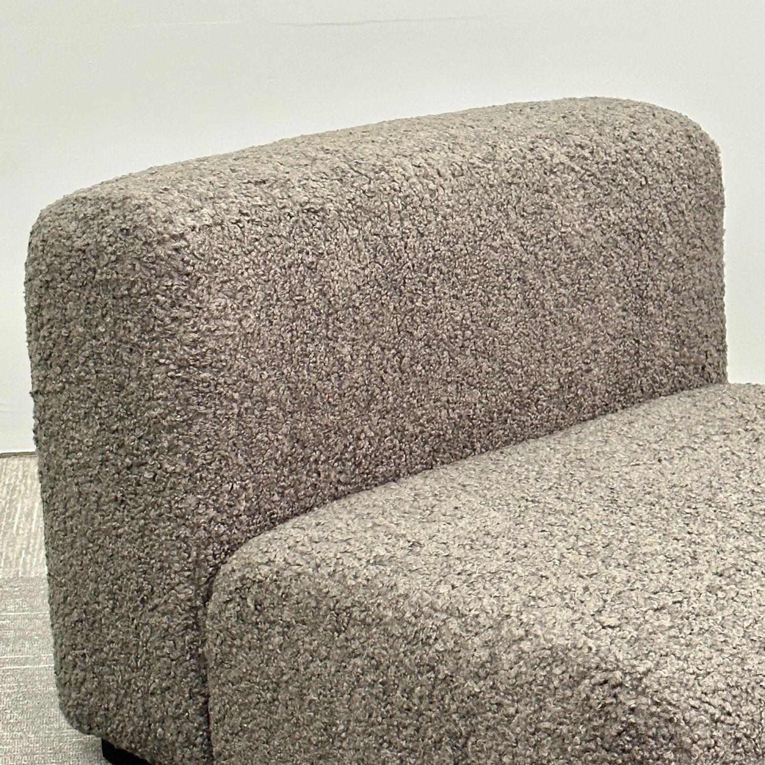 Pair of Mid-Century Modern Stendig Lounge / Slipper Chairs, Gray Bouclé For Sale 2