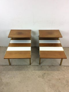 Pair of Mid Century Modern Step Tables Styled After Paul McCobb