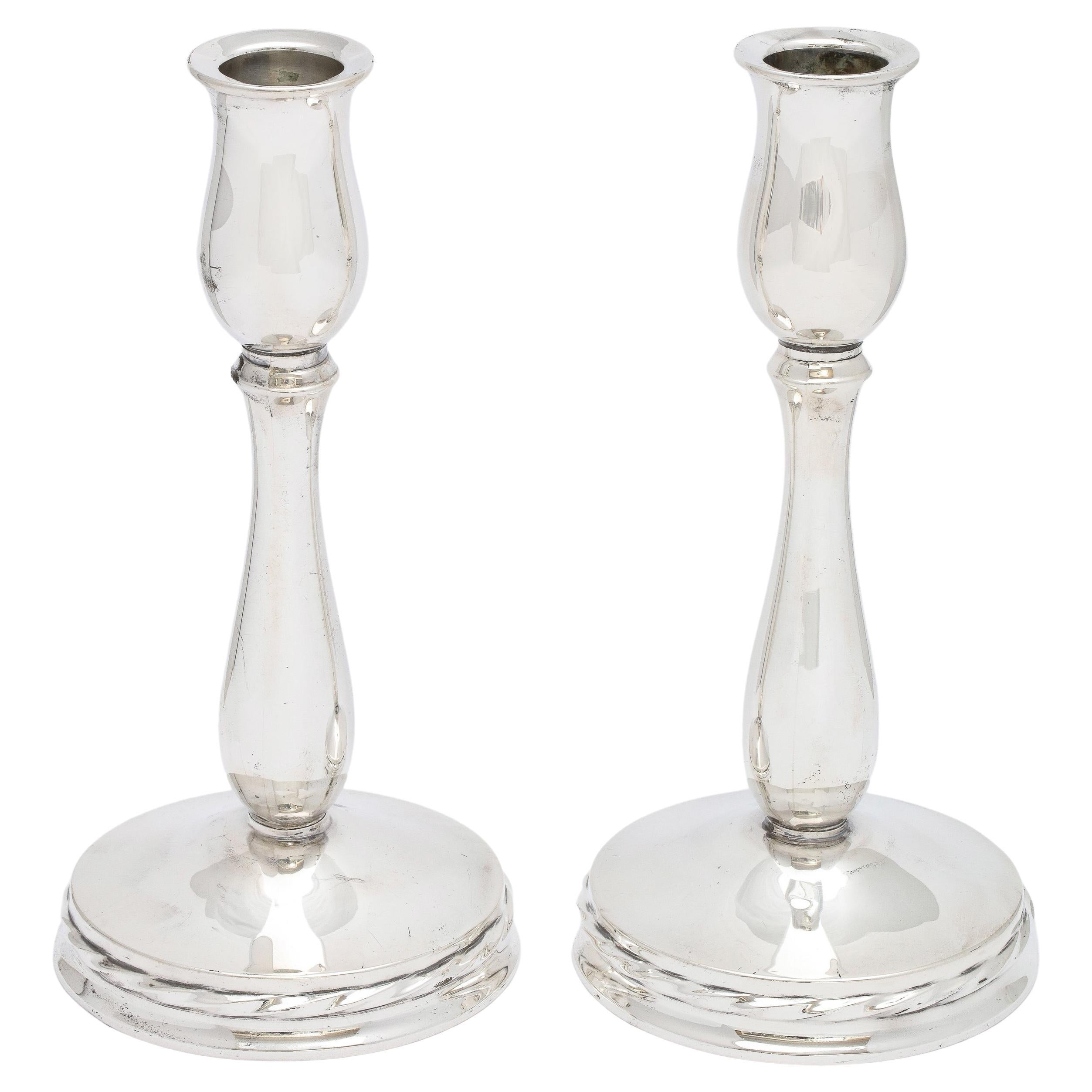 Pair of Mid-Century Modern Sterling Silver Candlesticks