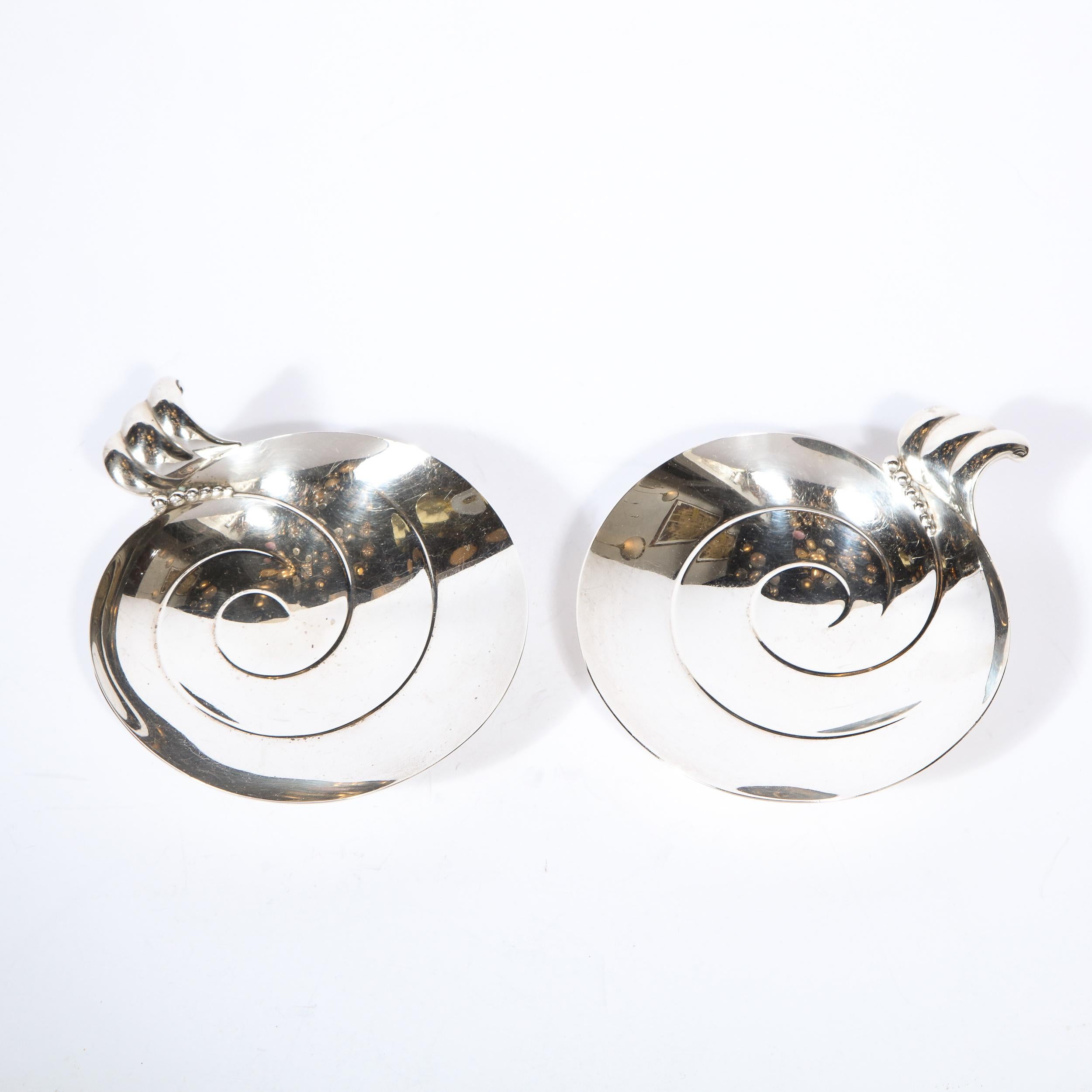 Mid-Century Modern Pair of Mid Century Modern Sterling Silver Footed Dishes Signed Tiffany & Co.